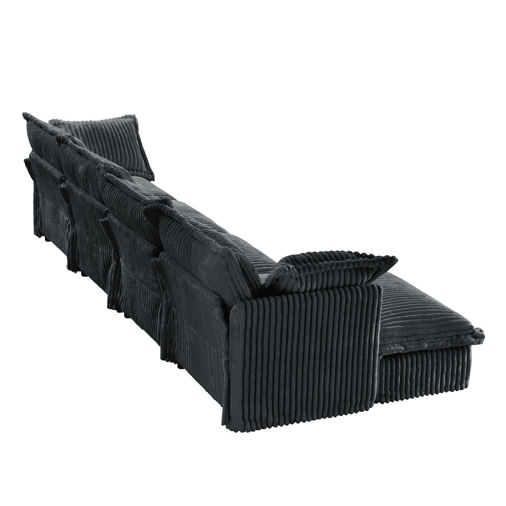 Slipcovered L Shape Sectional Long Sofa Couch, 4 Seater Sofa with Suppleness Armrests,Deep Seat Sofa with 2 Big Pillows, Comfy Couch for Living Room, Apartment, Gray
Corduroy Fabric