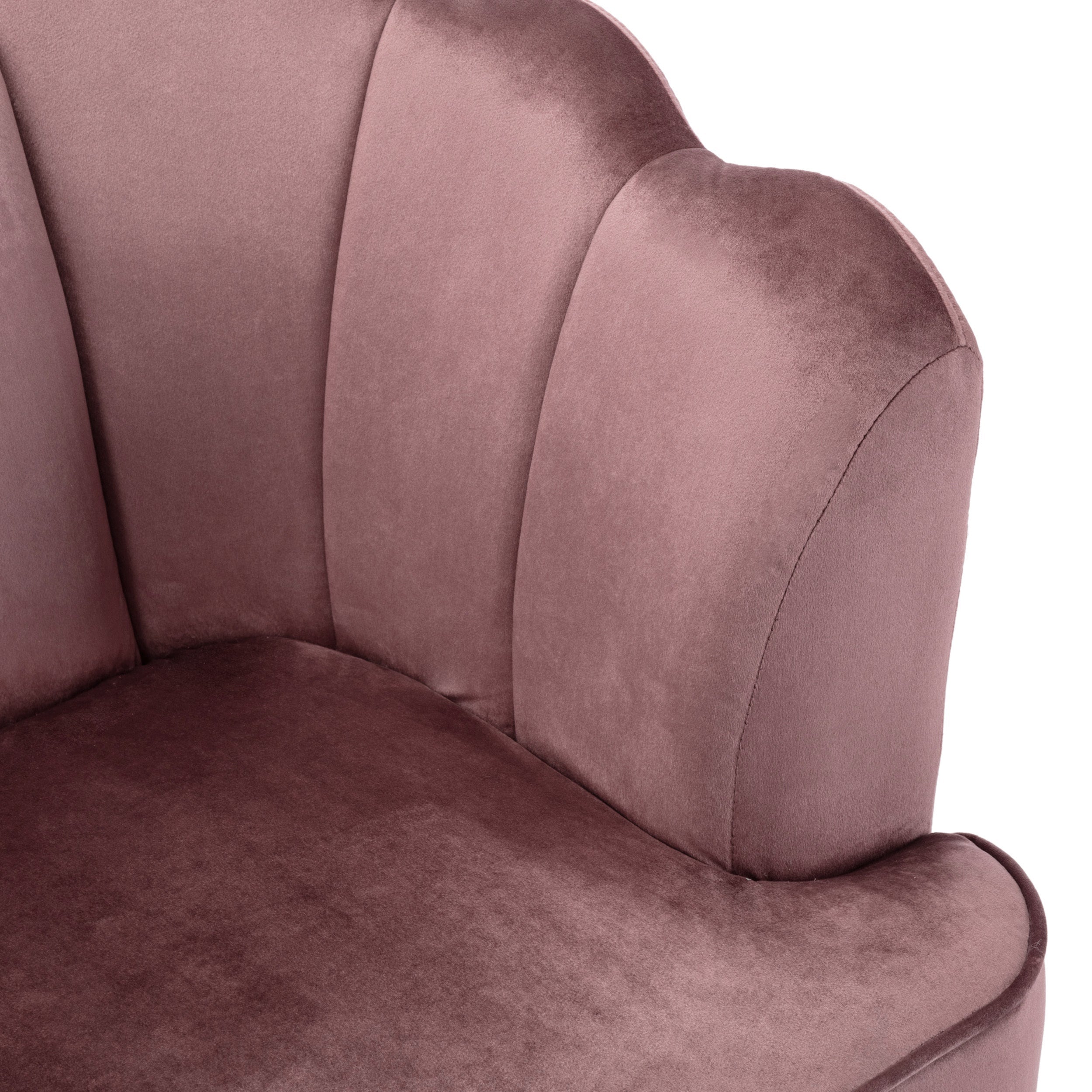 Modern Glam Velvet 3 Seater Sofa with Curvaceous Shell Design in Blush