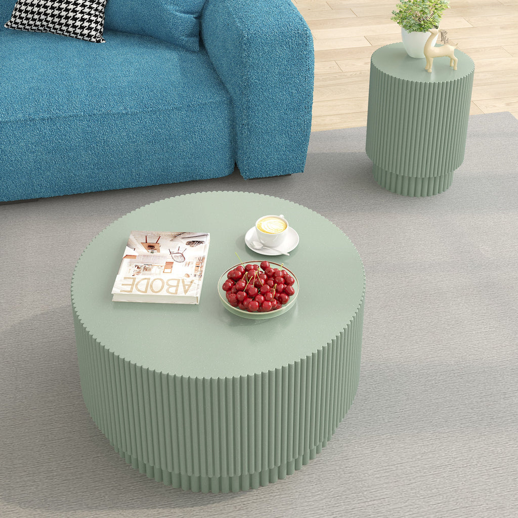 15.72-inch H-barrel coffee table, Nordic style, simple design, suitable for indoor and outdoor use, magnesium oxide material, suitable for living room, bedroom or garden sofa