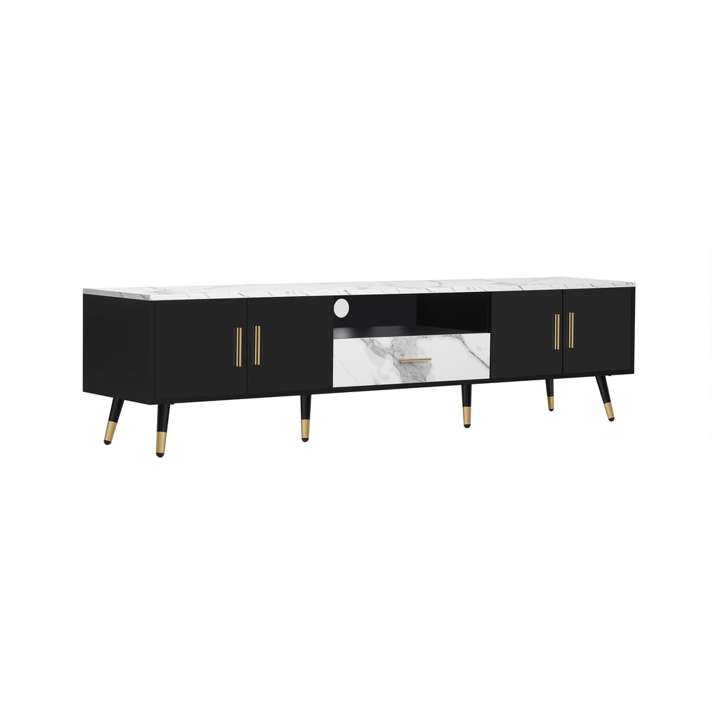 71'' Modern TV Stand with 2 Cabinets&  Open Compartments, Entertainment Center for TVs up to 80'', Television Console for Living Room, Bedroom, Home Theatre