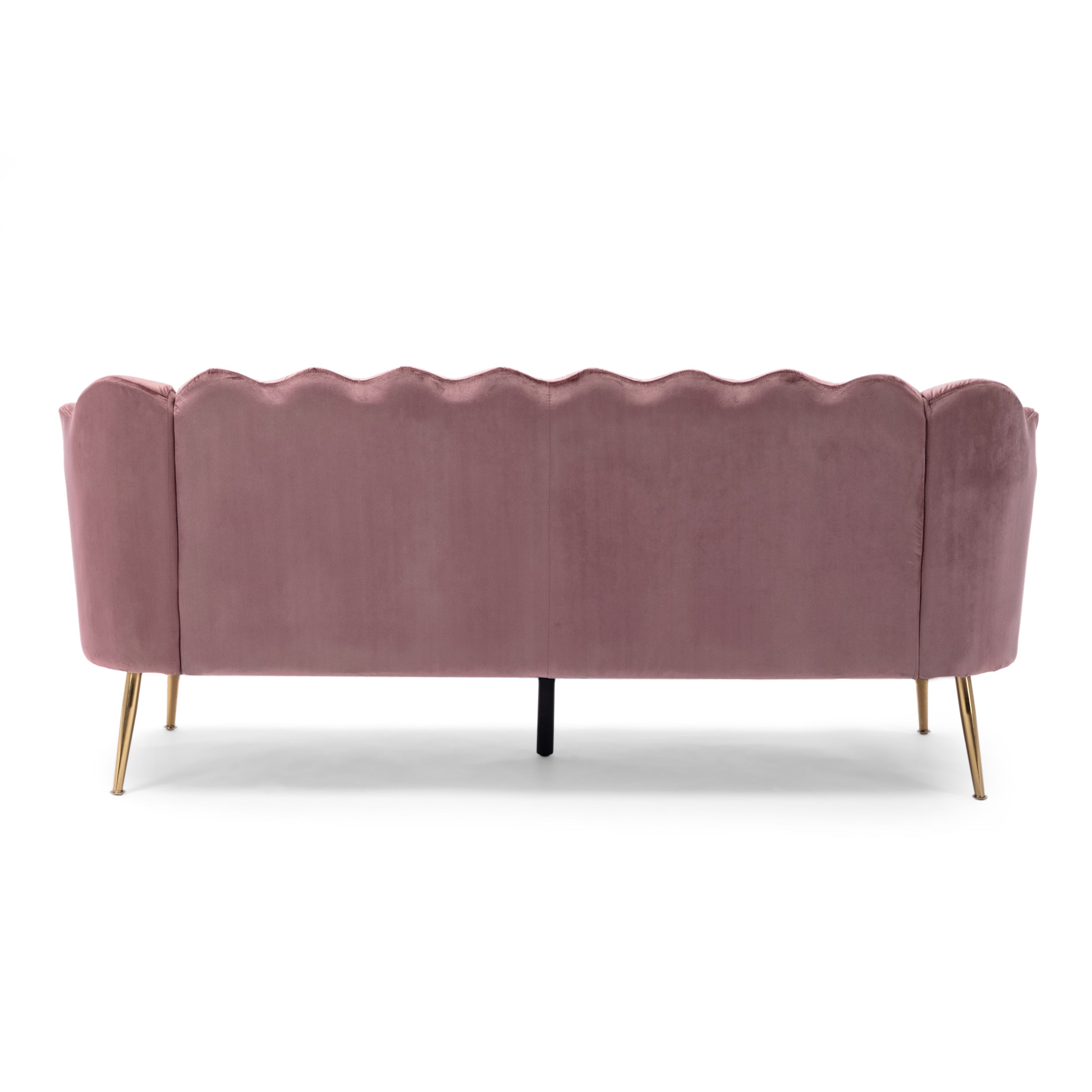 Modern Glam Velvet 3 Seater Sofa with Curvaceous Shell Design in Blush