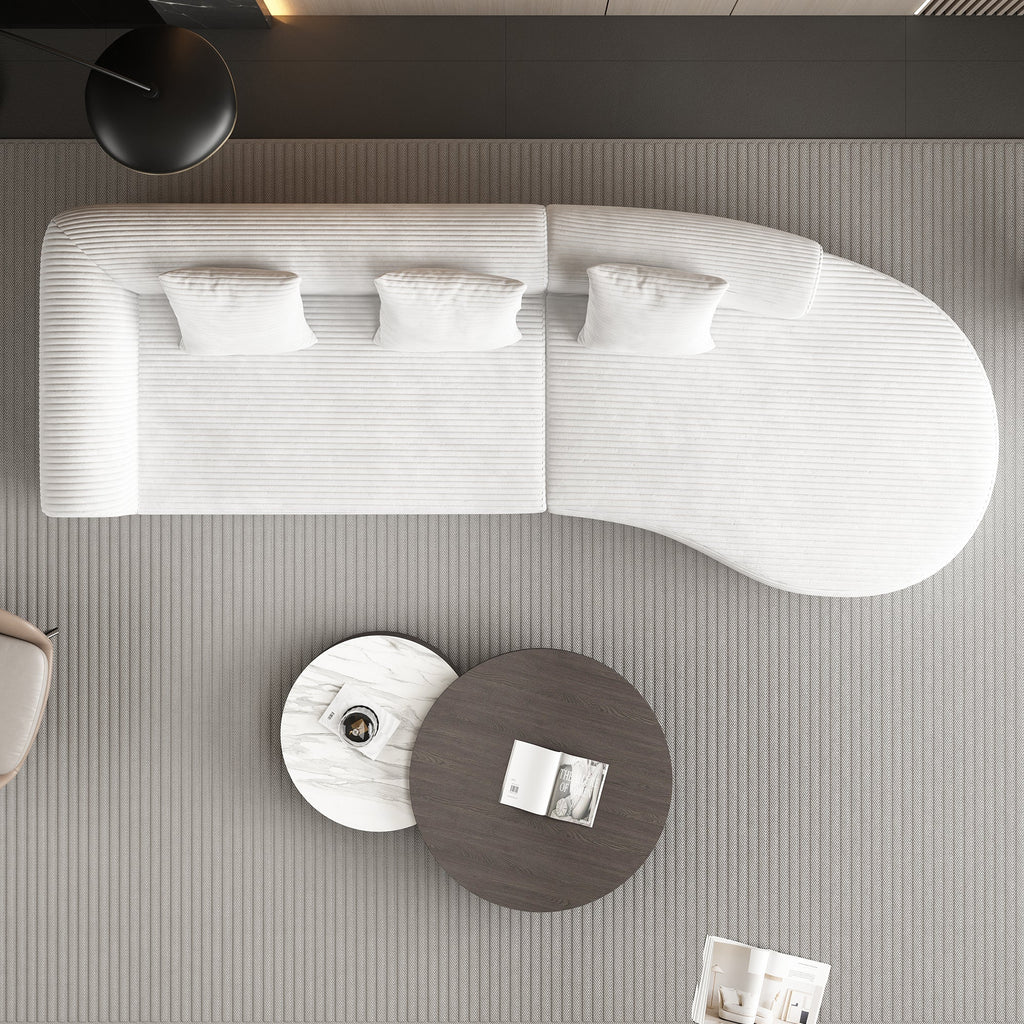 123*37 inch extra large deep modular sofa, cloud sofa 4-person sofa, can sit or lie down, living room corduroy modular sofa, no assembly required, white