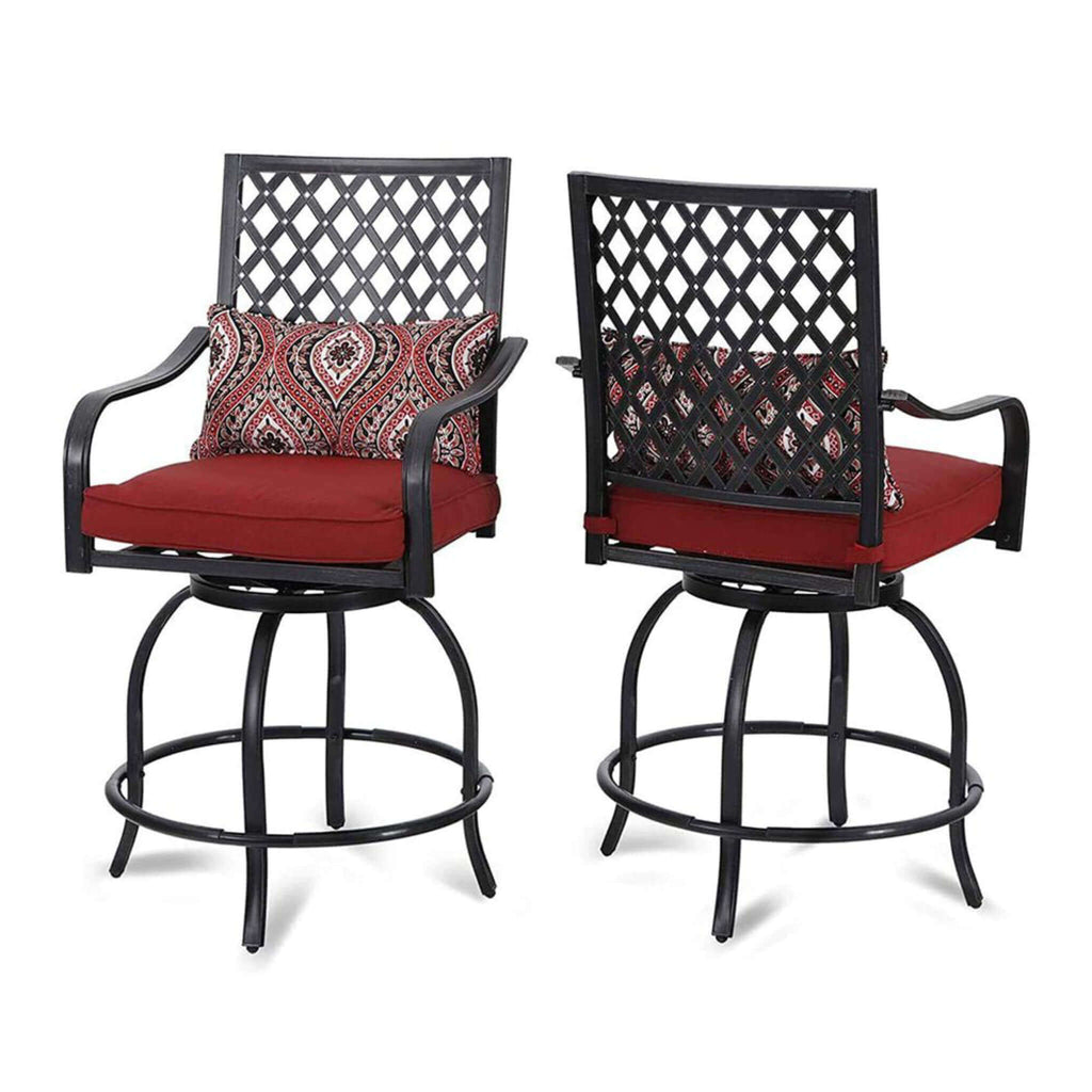 6PCS Outdoor Patio Bar Set Dining Table With Umbrella & Swivel Bar Stools (SAK53218)