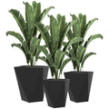 Outsunny Set of 3 Tall Planters, 18', 15.25', 11.75', MgO Indoor Outdoor Planters with Drainage Holes, Stackable Flower Pots for Garden, Patio, Balcony, Front Door, Black