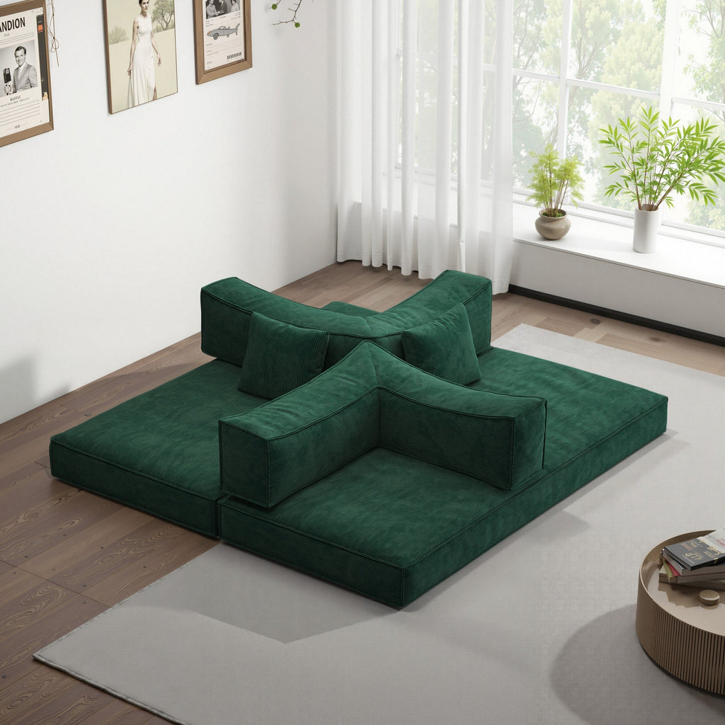 78.8 inch  Modular sofa, convertible pudding block sofa, floor-standing sofa bed with armrests and comfortable sofa bed, compression sofa for living room and bedroom -  (Green)