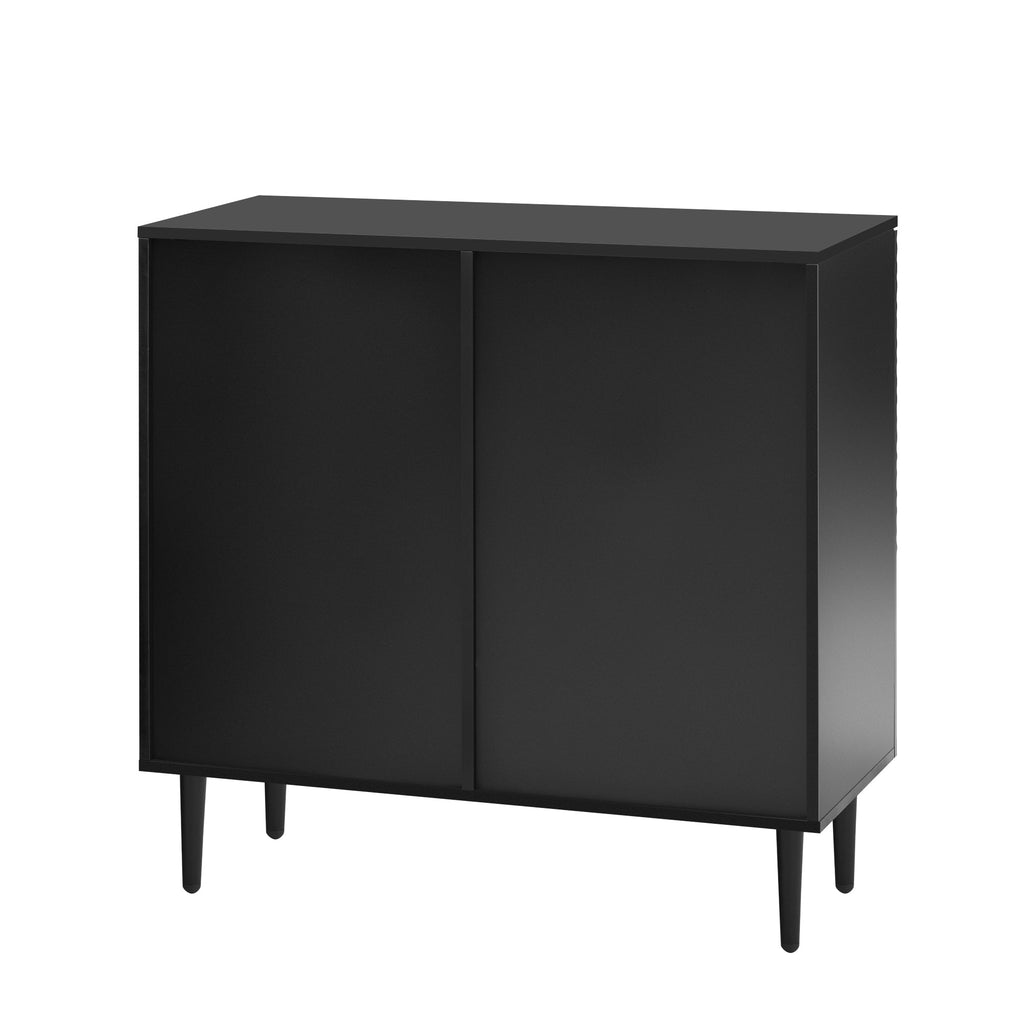 Mirod Set of 2 Modern Minimalist Side Cabinets,Versatile Storage Solution,Adjustable Shelves,Stylish Geometric Door Design,Perfect as TV Stand