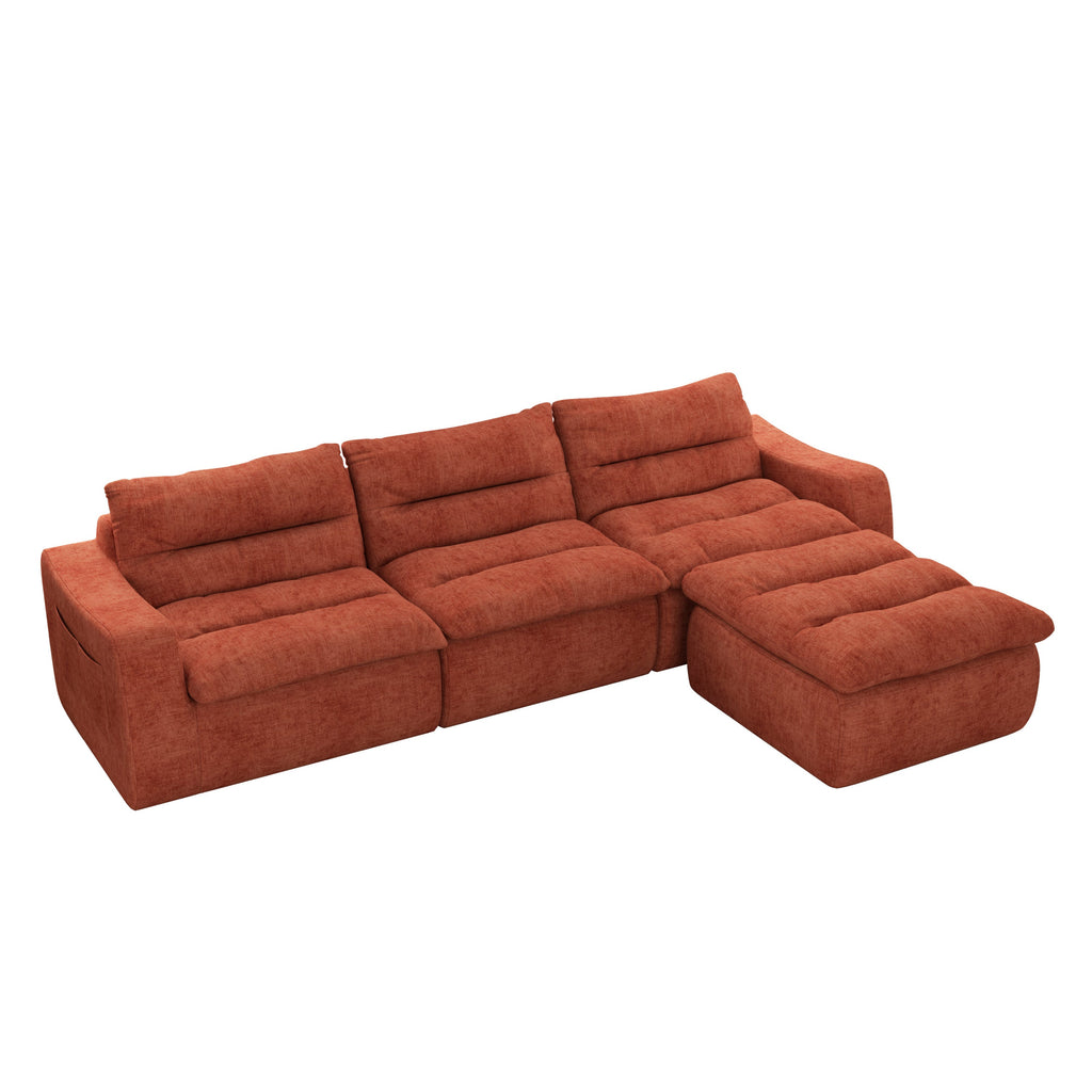 Right sofa seat, L-shaped modular combined sofa, compressed combined sofa, modern lazy style comfortable beanbag sofa-Orange
