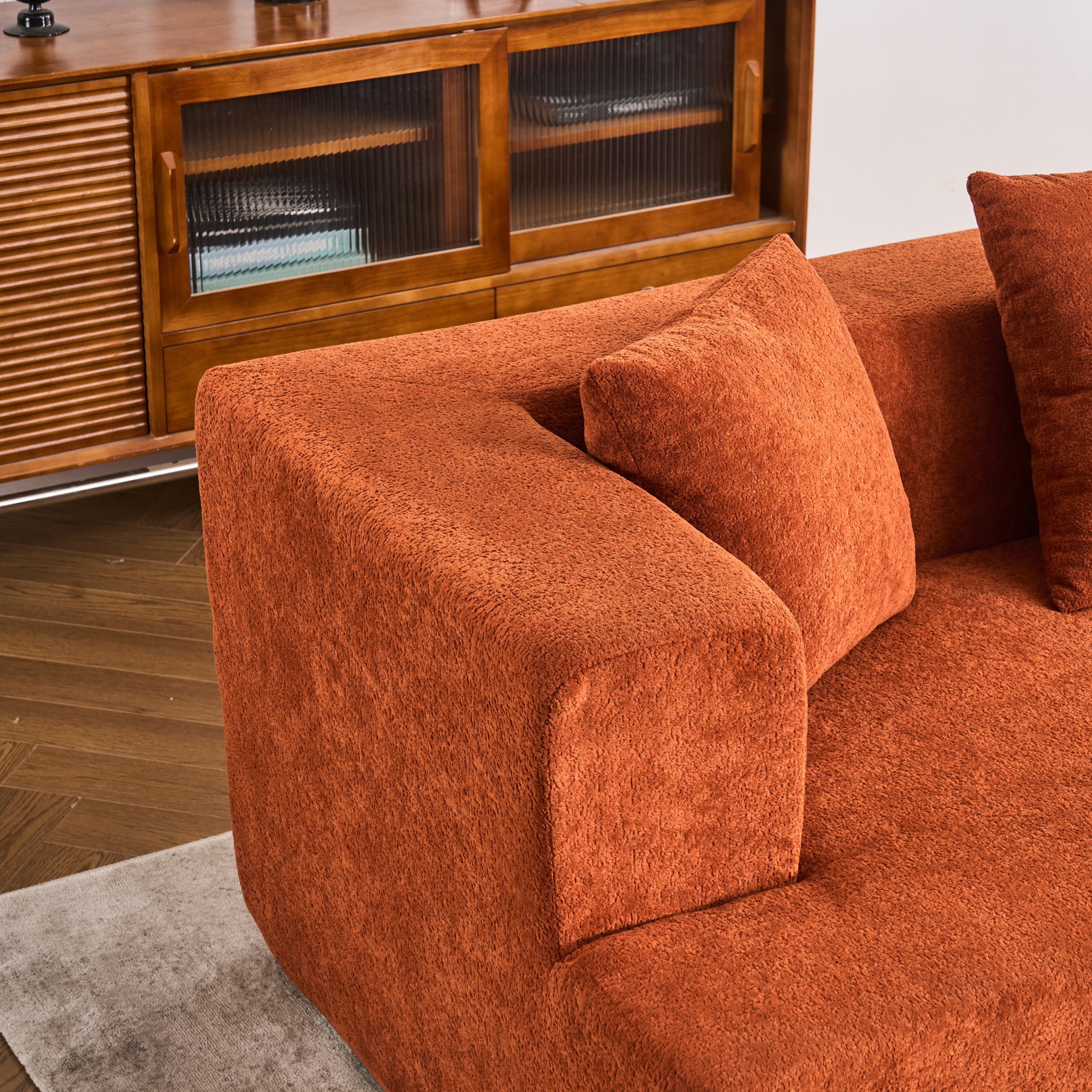 Memory Foam Couch, No Installation & Easy to Transport, Deep Seat Modern Sofa with Chenille Fabric, Couch for Living Room, Bedroom, Apartment, Home Office