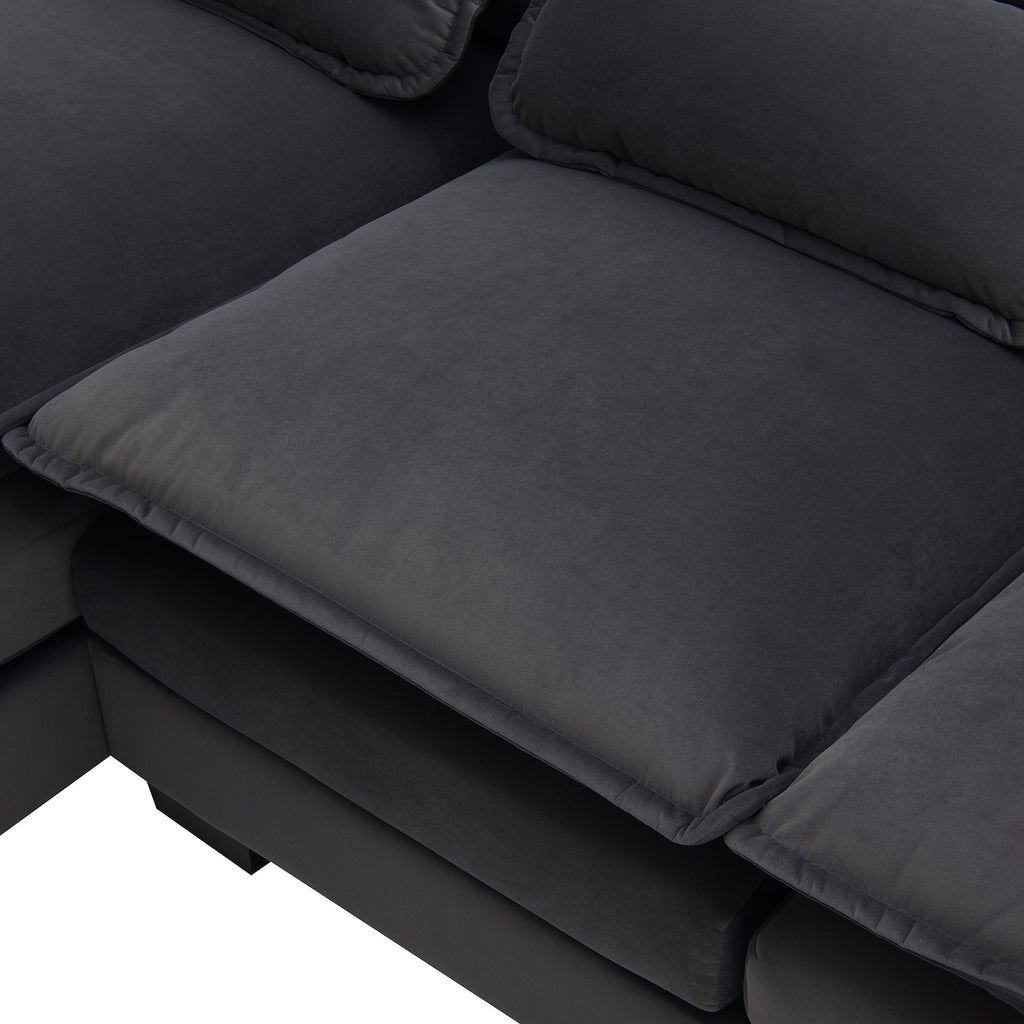 109.8*55.9' Modern U-shaped Sectional Sofa with Waist Pillows,6-seat Upholstered Symmetrical Sofa Furniture,Sleeper Sofa Couch with Chaise Lounge for Living Room,Apartment,5 Color