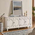 65.2' Mid Century Modern Sideboard Buffet Cabinet with Storage, Symmetrical Geometric Accent Coffee Bar Wine Bar Storage Cabinet, Large Console Table for Living Room/Entryway/Kitchen, Antique White