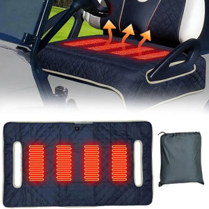 LITEGUEST USB heated golf cart seat cushion, navy quilted with red heating panels