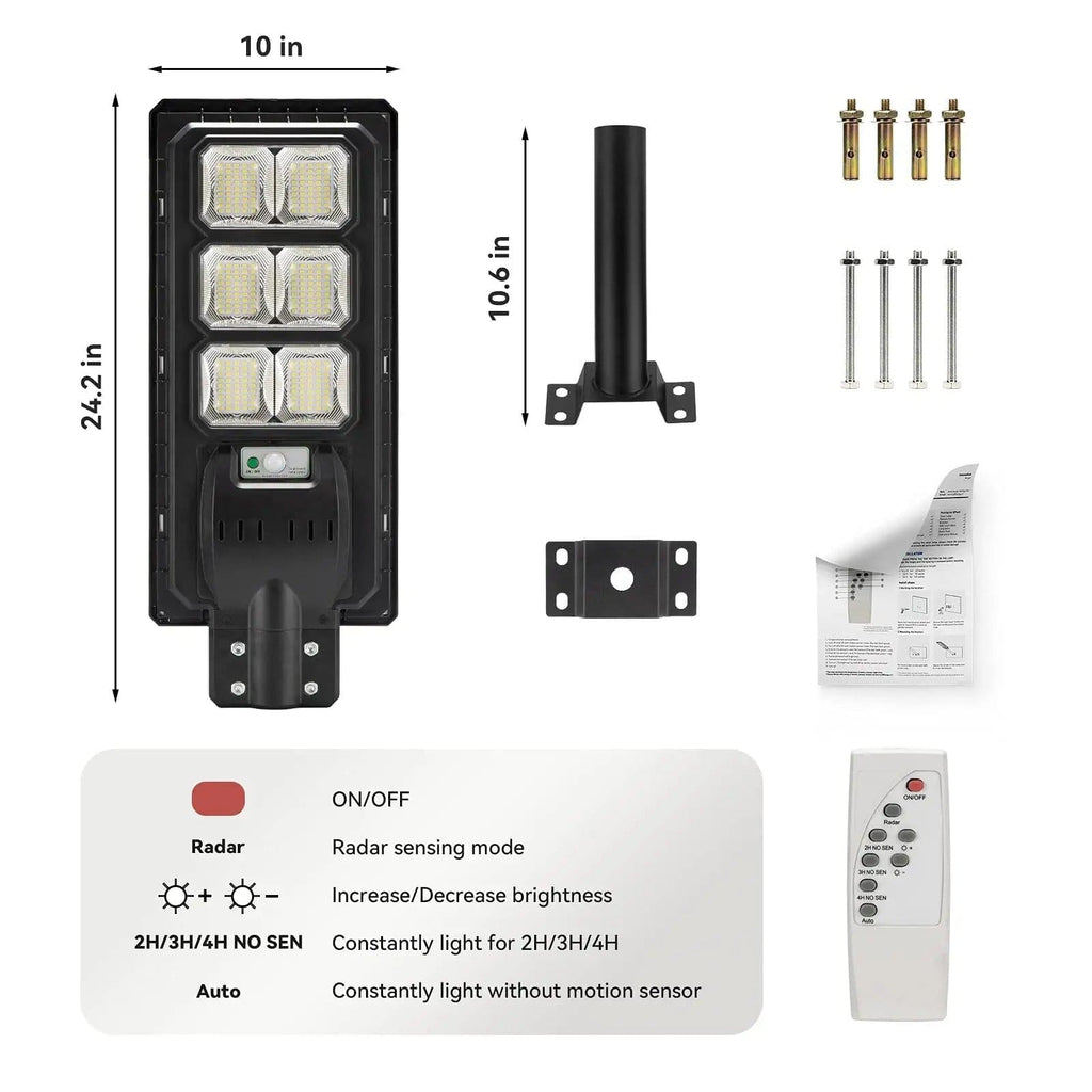 3 Pack 150 W Led solar street lights 15,000 lumens