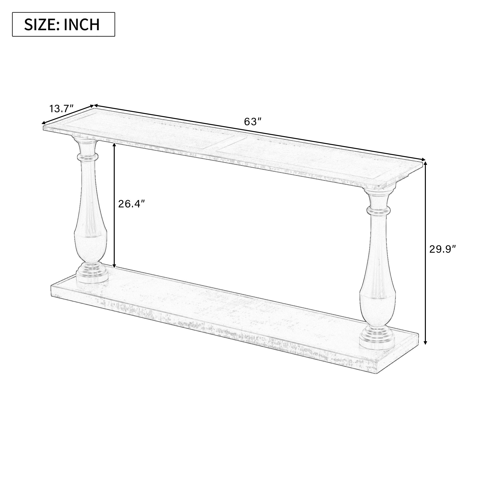 U_STYLE Vintage Sofa Table Console Table with Luxurious Pine Veneer and Elegance Vase-Leg Design,for Living Room Study room Entryway Bedroom