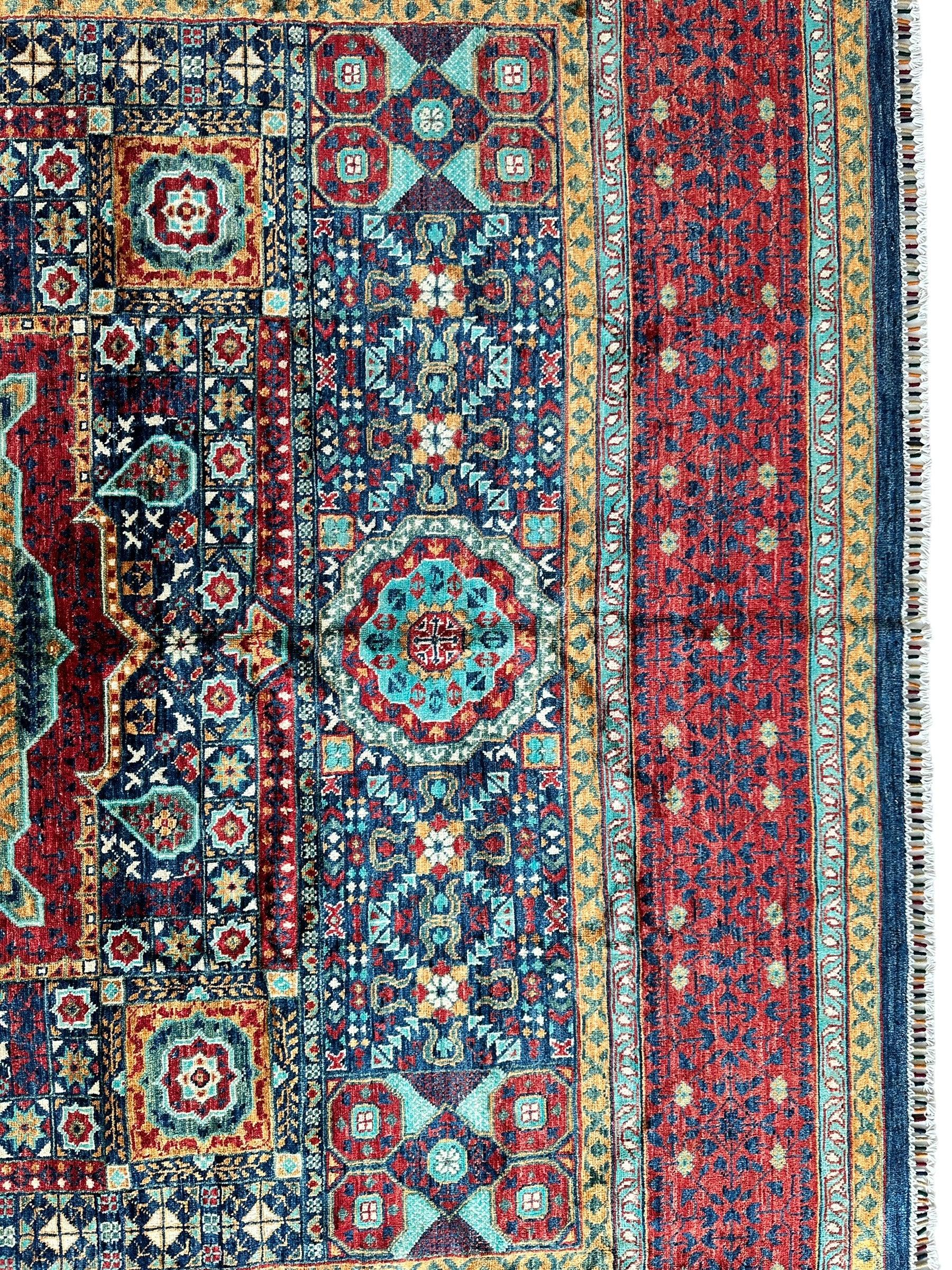 Hand-Knotted Mamluk Wool Rug – 8'4" x 9'9" – Intricate Geometric Masterpiece