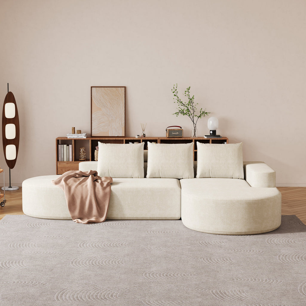 Modern Curved sofa ,Chenille Upholstered Sectional Sofa Couch Set,Modular 108.5' L Shaped Sectional Living Room Sofa Set With 3 Pillows,Free Combination Sofa Couch for Living Room,Bedroom