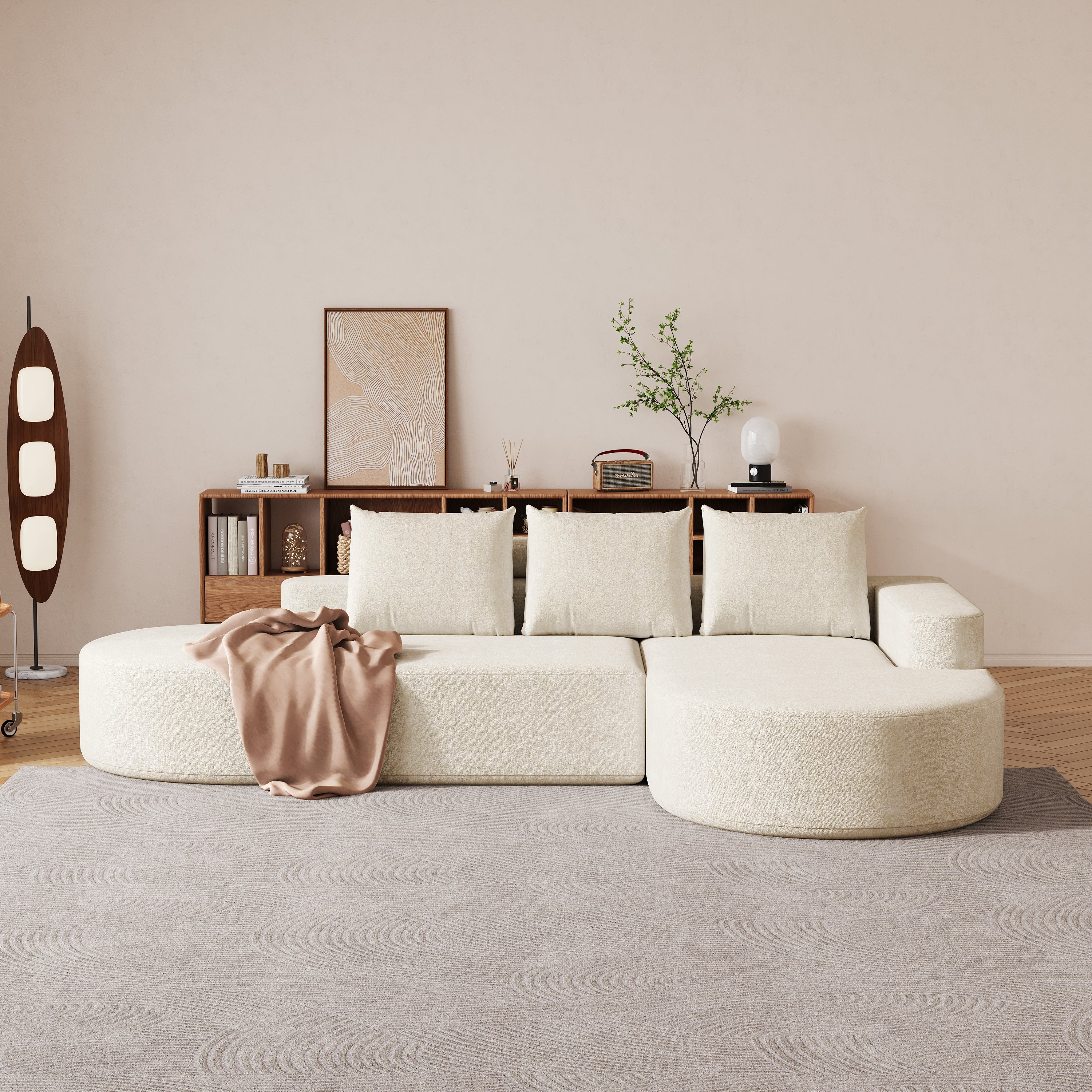 Modern Curved sofa ,Chenille Upholstered Sectional Sofa Couch Set,Modular 108.5' L Shaped Sectional Living Room Sofa Set With 3 Pillows,Free Combination Sofa Couch for Living Room,Bedroom