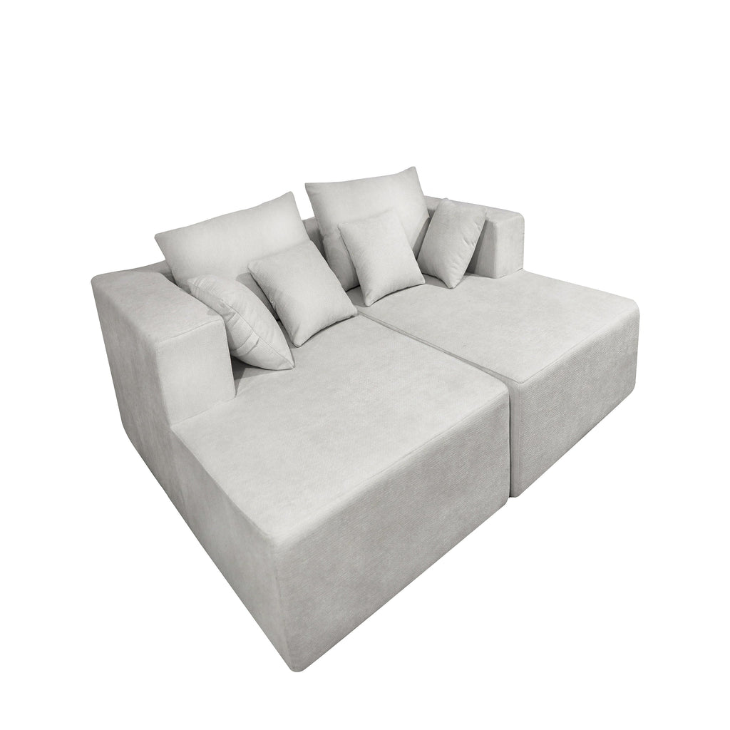 Four seater combination sofa, sofa bed, made of high-density sponge and soft linen fabric, with multiple combination methods (beige)