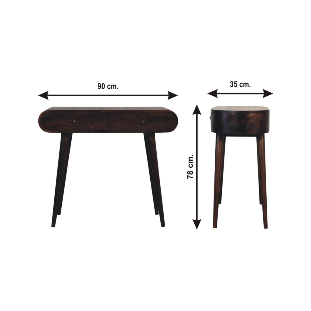 Light Walnut Curved Edge Console Table