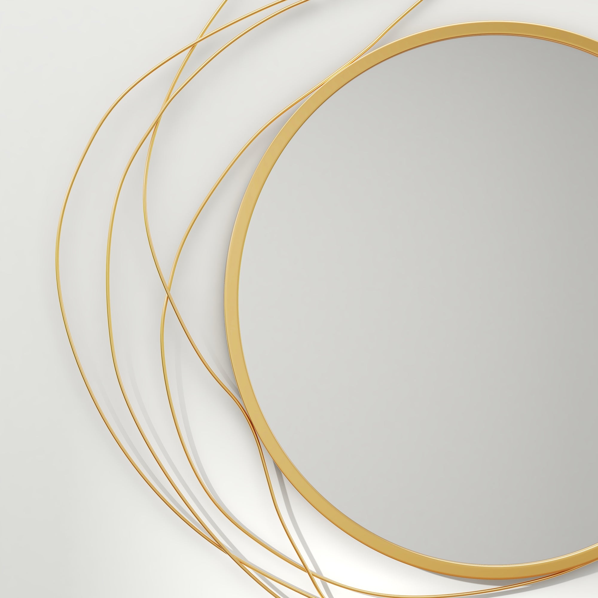 HOMCOM Metal Wall Art Modern Mirror Decor Home Hanging Wall Sculptures for Living Room Bedroom Dining Room, Gold