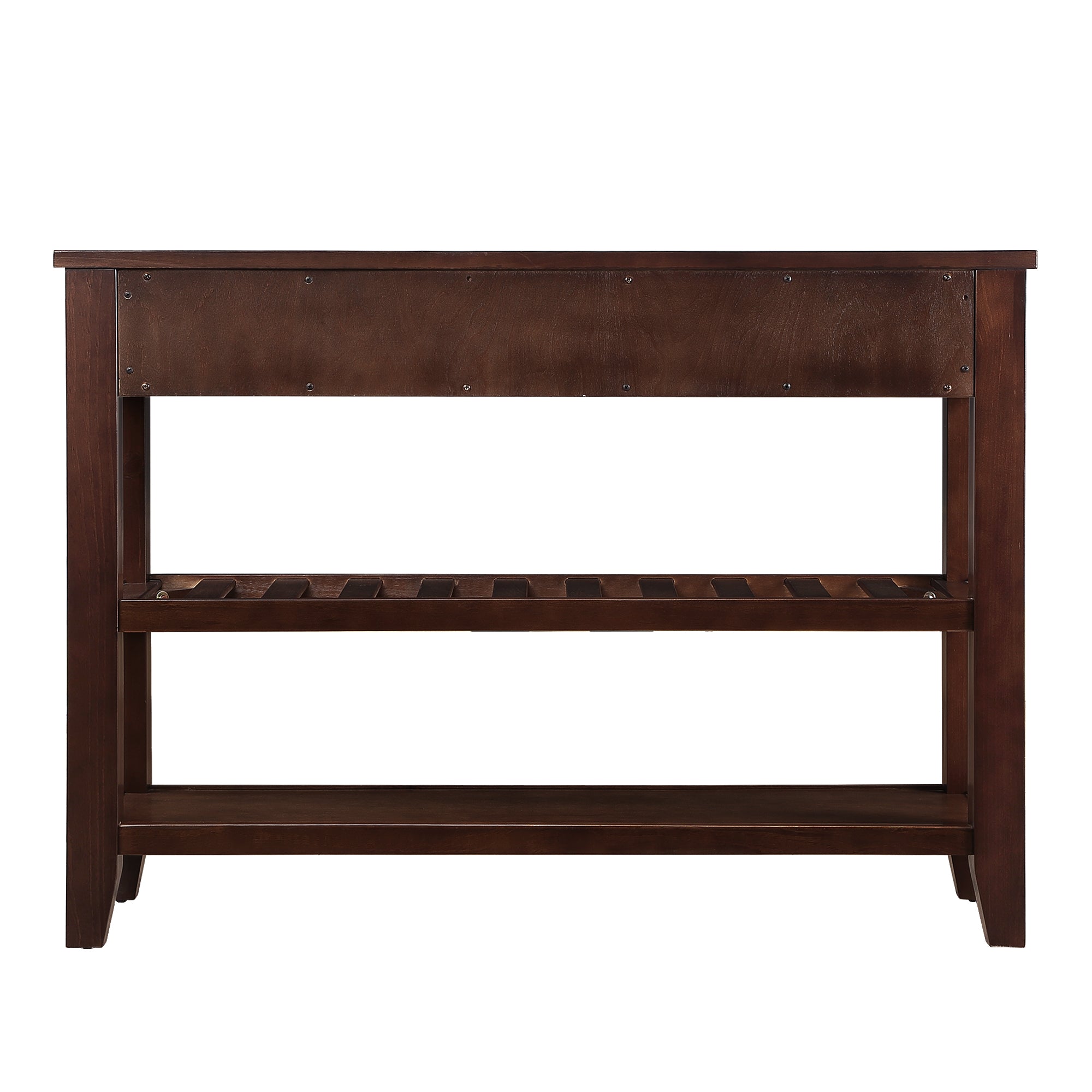 Console Sofa Table with 2 Storage Drawers and 2 Tiers Shelves, Mid-Century Style 42'' Solid Wood Buffet Sideboard for Living Room Furniture Kitchen Dining Room Entryway Hallway, Espresso