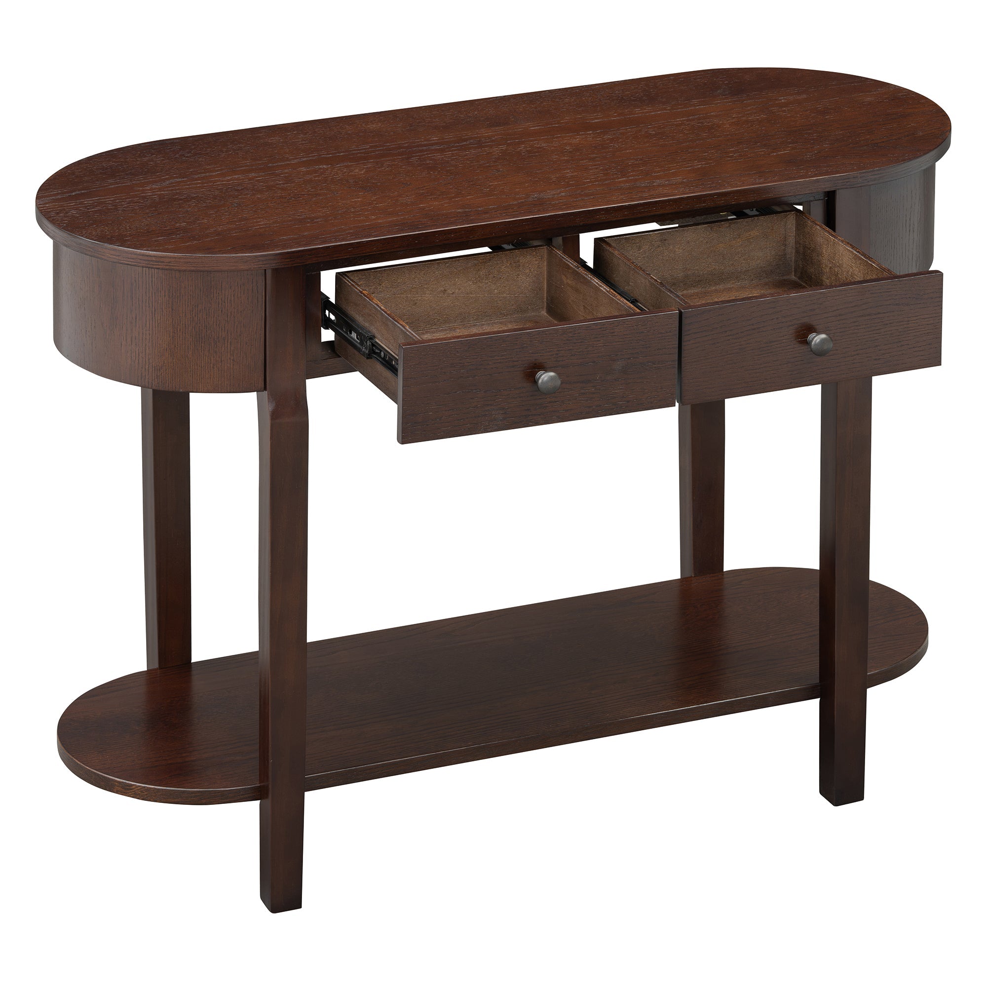 TREXM Elegant Retro Console Table with Curved Design and Smooth Glaze for Entryways, Living Rooms and hallways (Espresso)