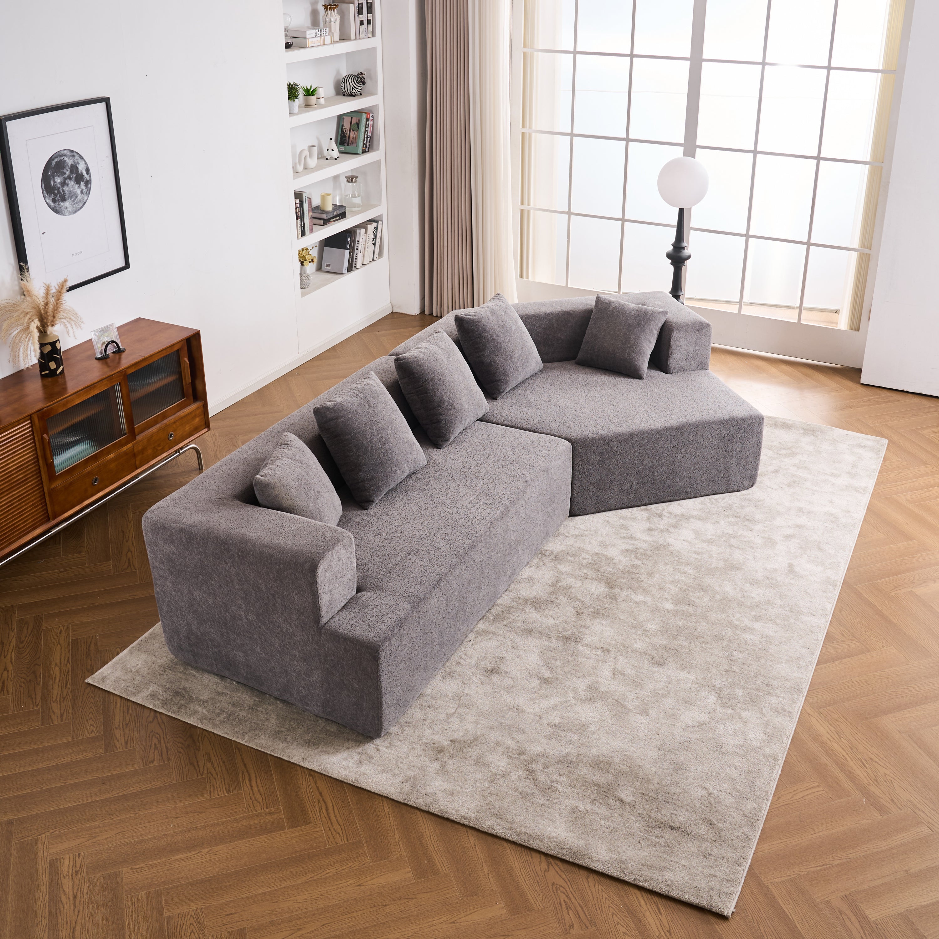 Memory Foam Couch, No Installation & Easy to Transport, Deep Seat Modern Sofa with Chenille Fabric, Couch for Living Room, Bedroom, Apartment, Home Office
