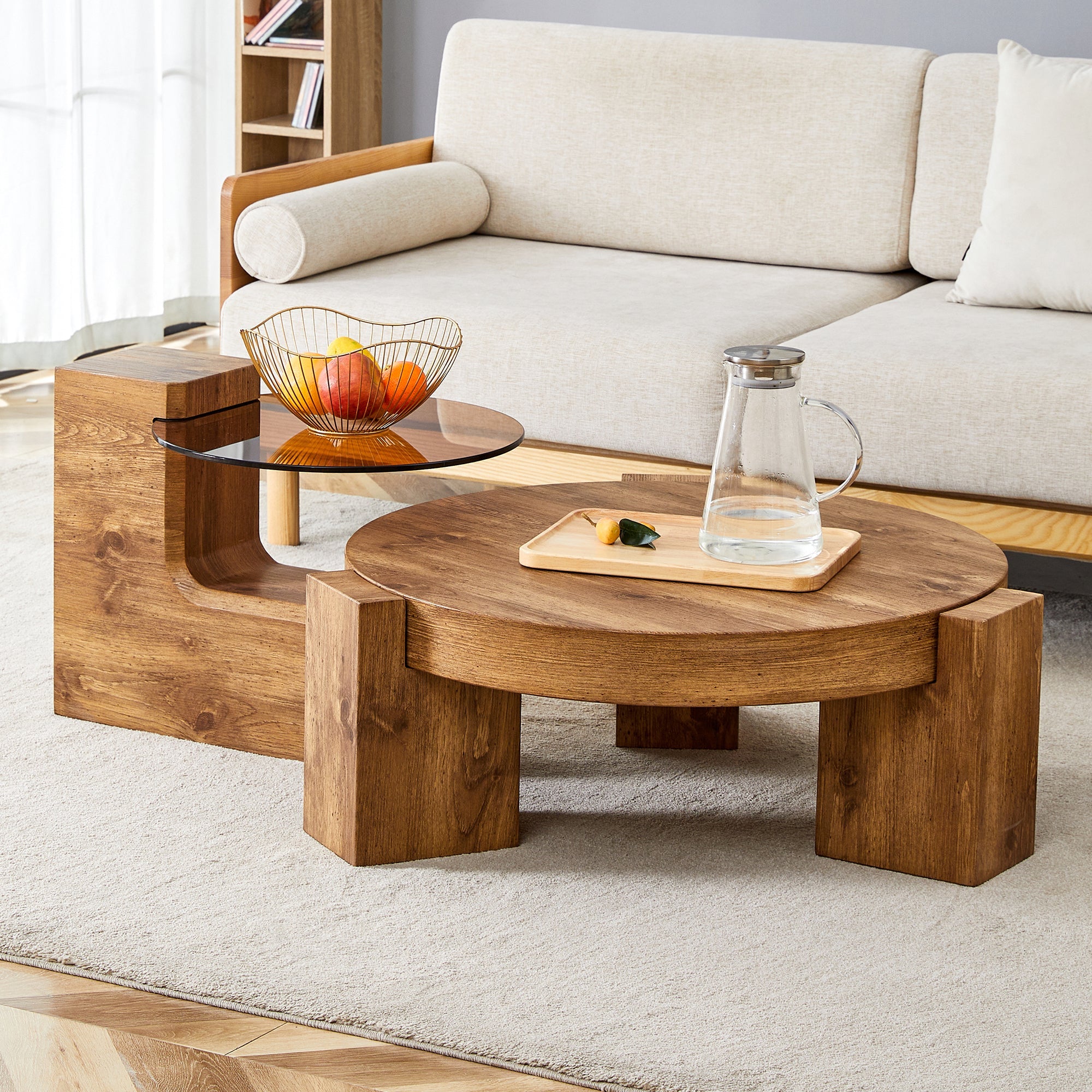 The detachable double-decker coffee table, the stylish design is more precious, and the detachable design can make the use of space more flexible and suitable for various scenes.