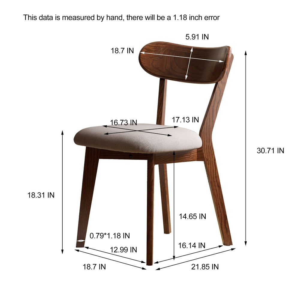 Walnut Color Dining Chair Wooden FAS Grade Oak Natural Wood Made in North America 100% Dirt-free Wood Chair Solid Chair Table Chair Wooden Living Room Chair Simple And Natural 47.5 * 55.5 * 78cm