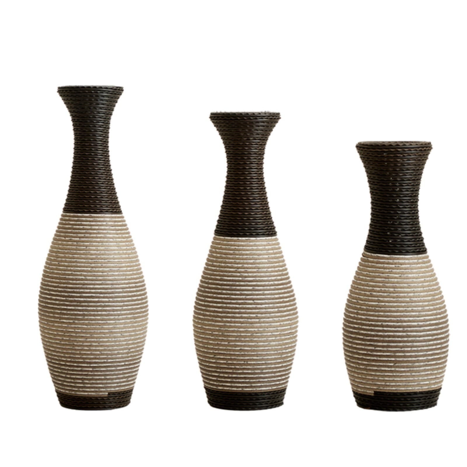 Desktop Vase, Brown Decorative Floor Vase, Classic and Neat Floor Vase, High Independent Flower Stand, Artificial Vine Vase, PVC Floor Vase, Home Decoration Flower Stand Set of 3 pieces