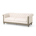 Mirod Retro Style Comfy 3-Seat Sofa with Wooden Legs, Beige Polyester, 78.75'' Wide