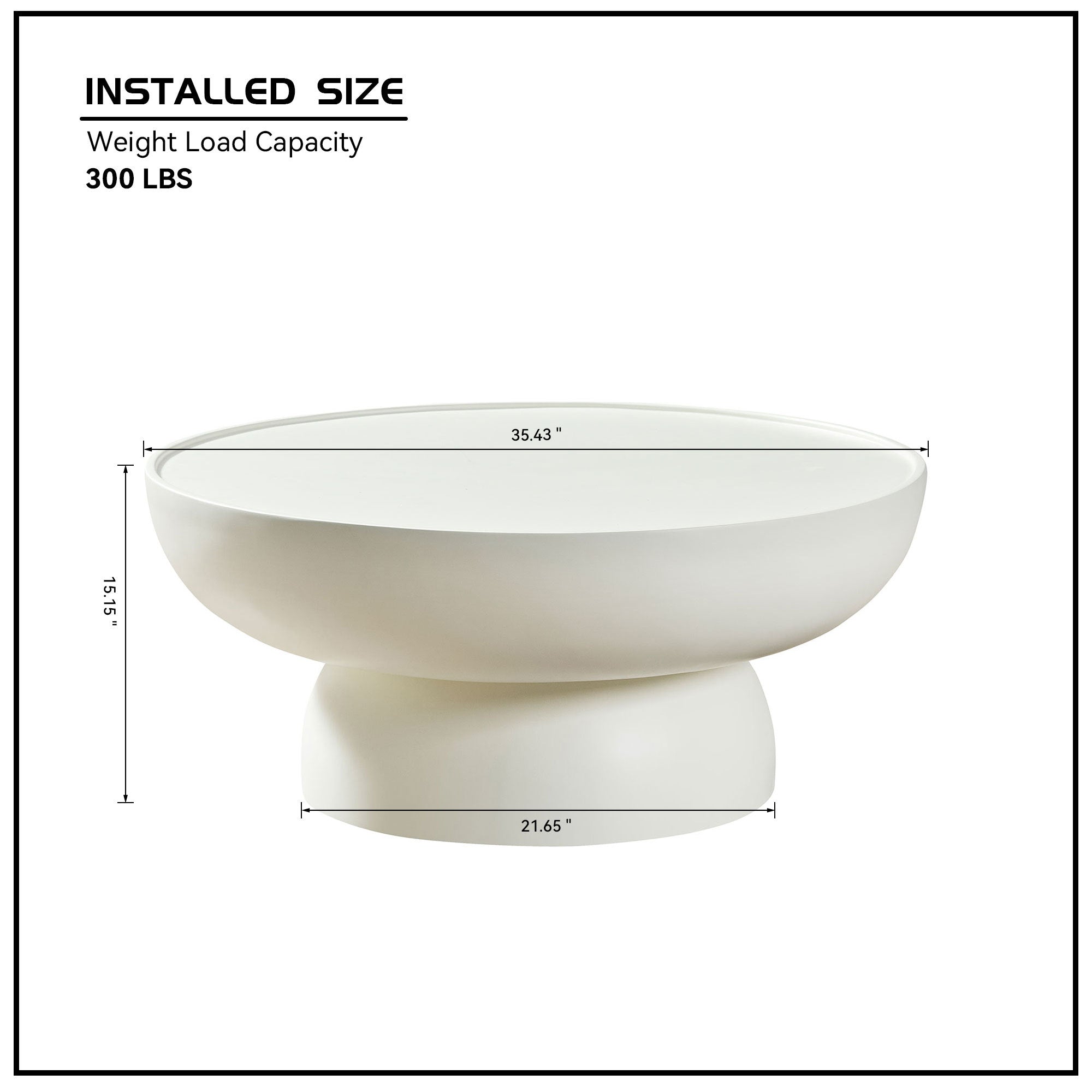 Fiberglass Cream Style Coffee Table Set of 2 for Living Room,Matte White Round Table front of the Sofa, Irregular Center Table for Apartment,No Need Assembly