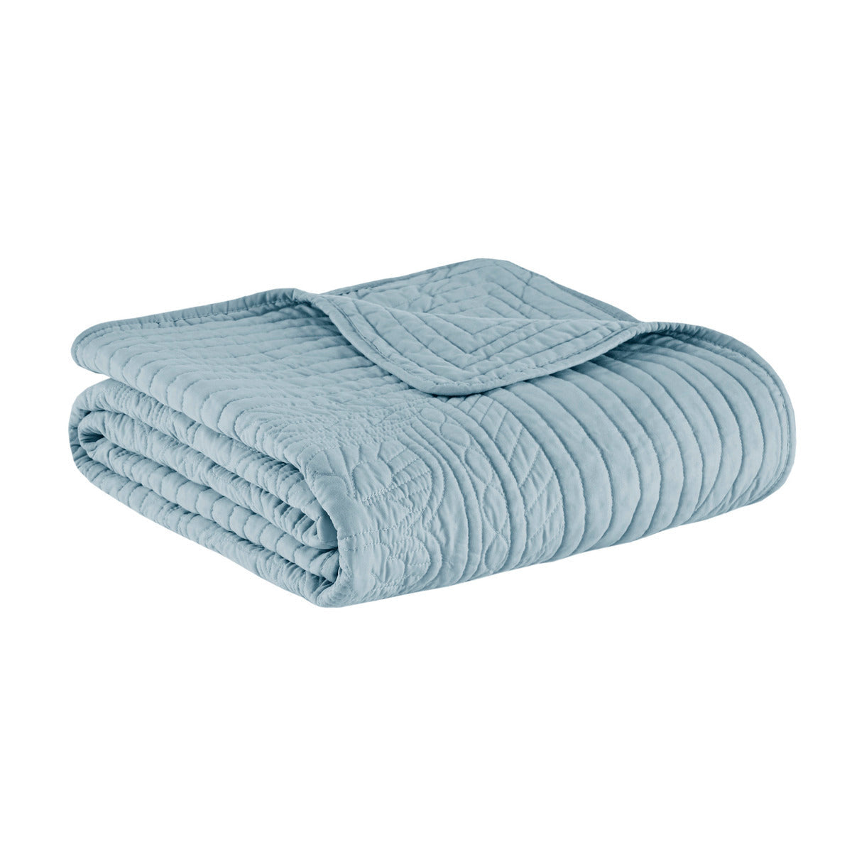 Oversized Quilted Throw with Scalloped Edges Blue 60x72'