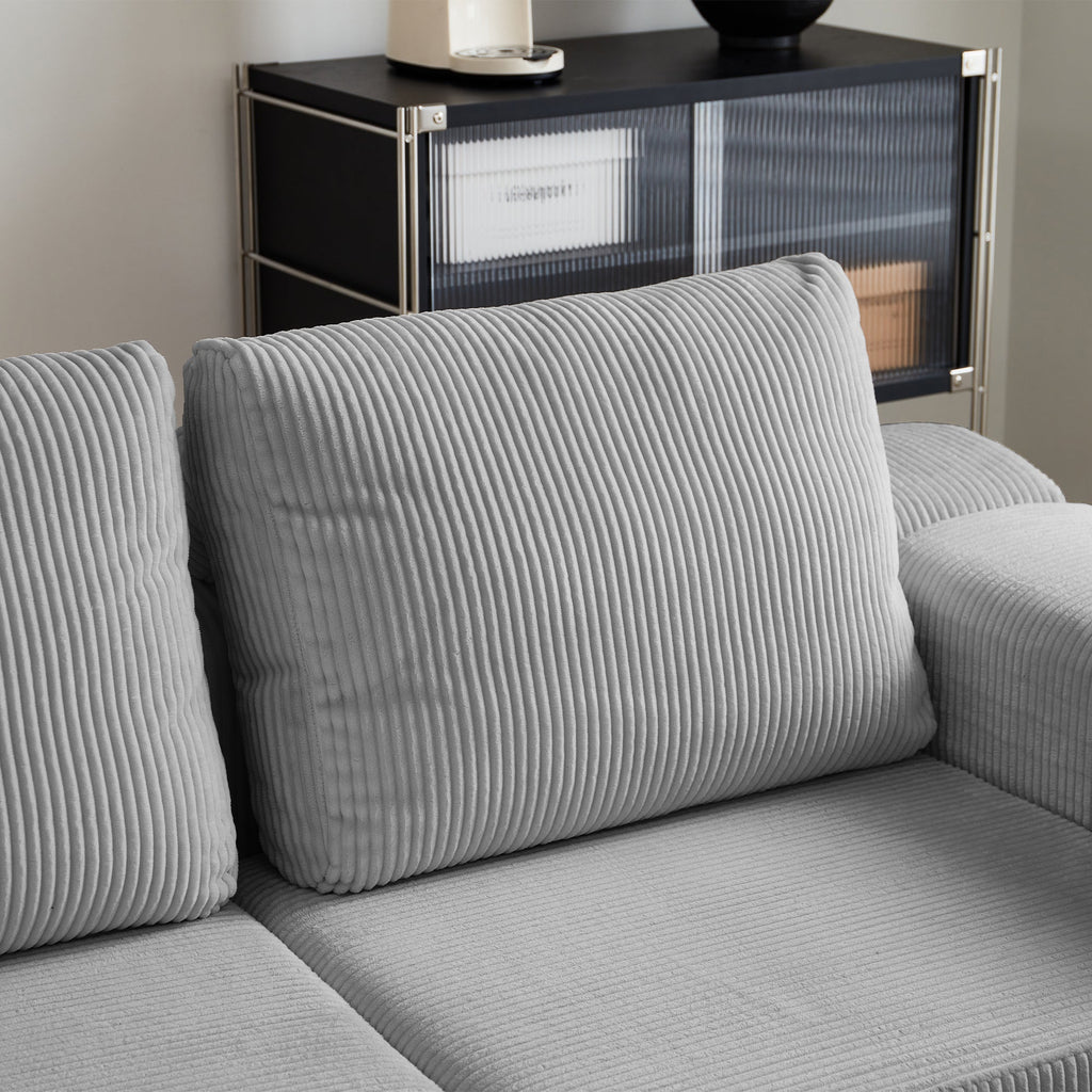 108'' Modular Sectional 3-Seater Cloud Sofa,Corduroy Convertible Sofa Bed