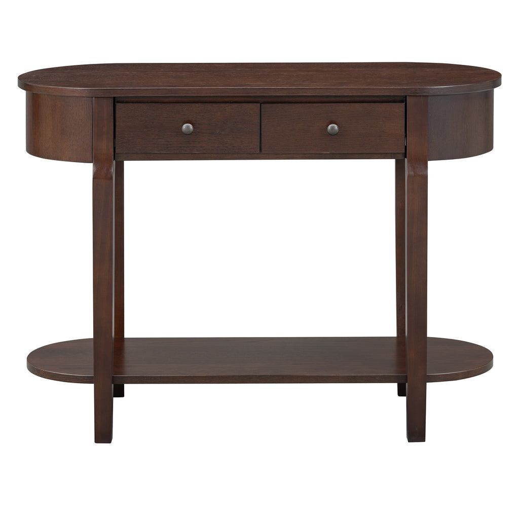 TREXM Elegant Retro Console Table with Curved Design and Smooth Glaze for Entryways, Living Rooms and hallways (Espresso)