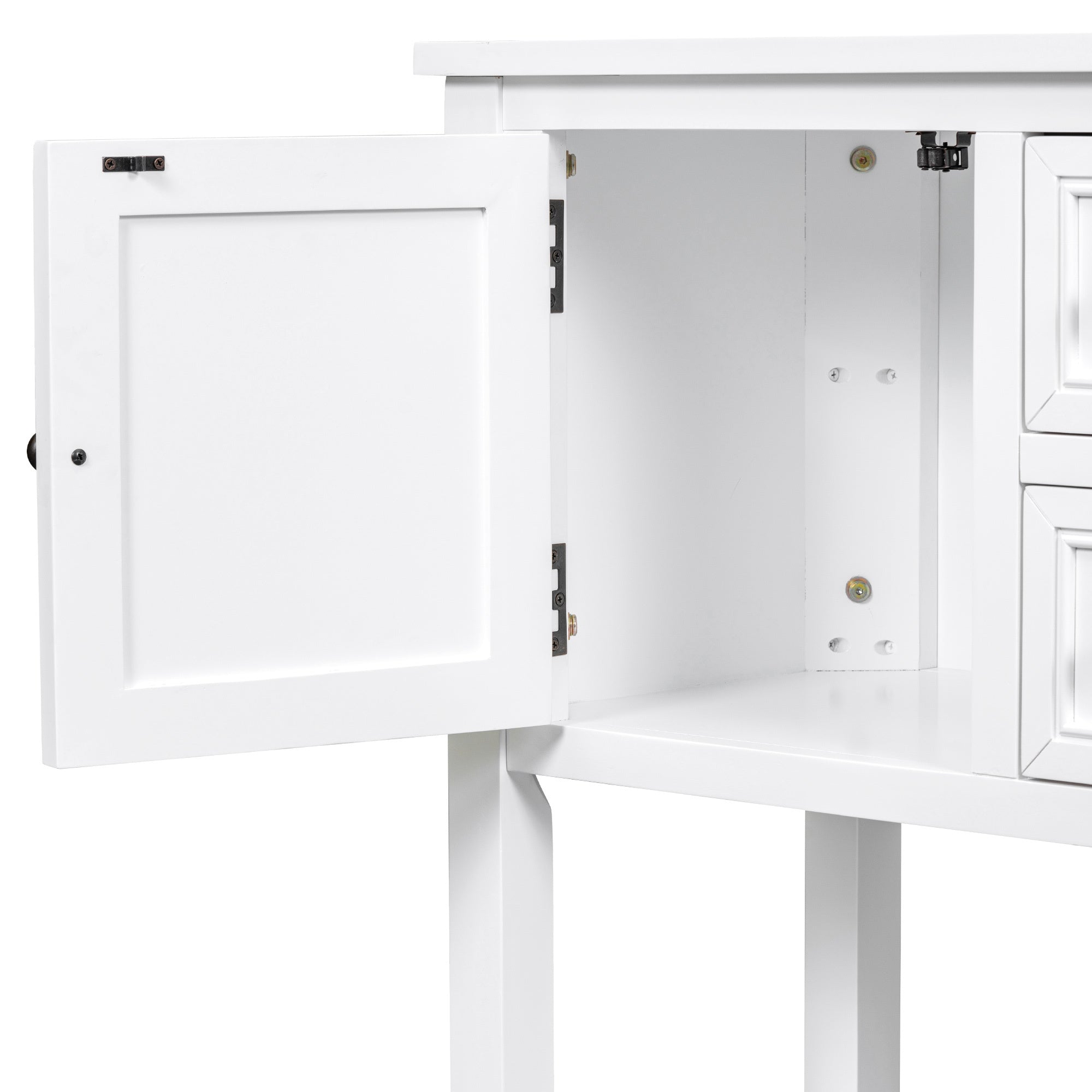 TREXM Cambridge Series  Ample Storage Vintage Console Table with Four Small Drawers and Bottom Shelf for Living Rooms, Entrances and Kitchens (White, OLD SKU: WF190263AAA)
