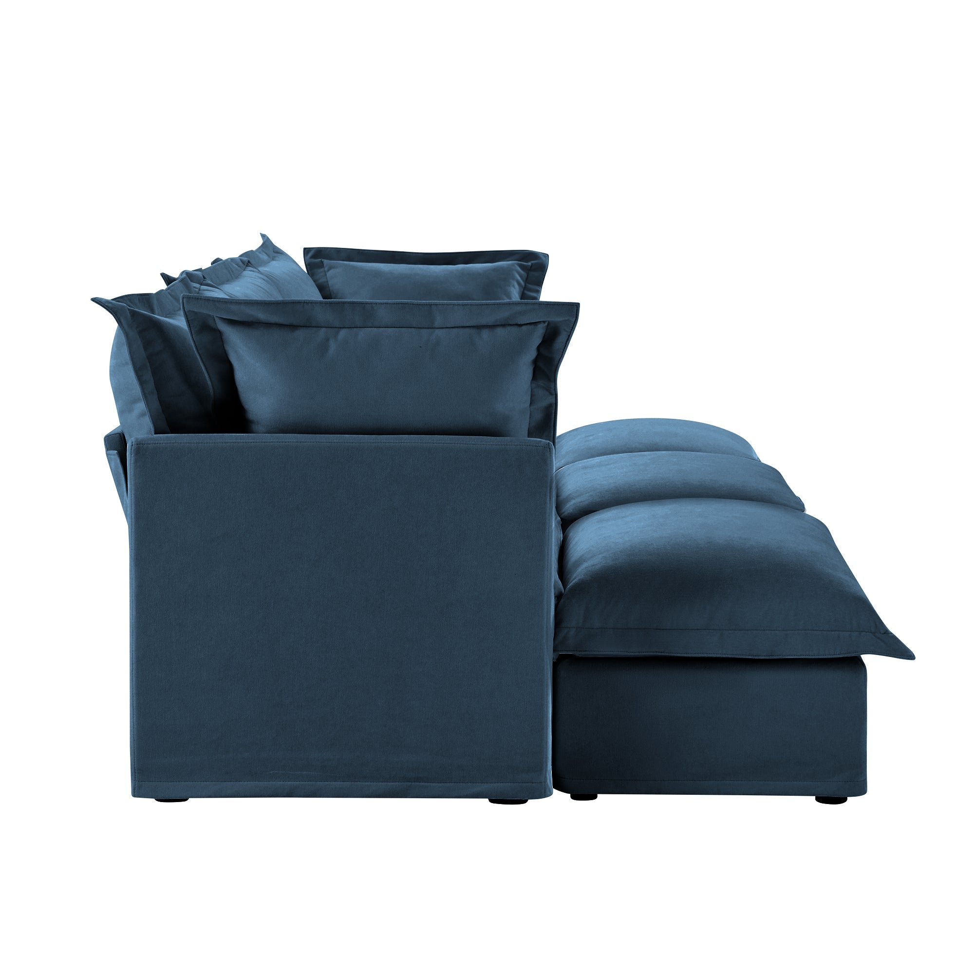 Slipcovered Sofa Couch, Modern 3 Seater Sofa with Suppleness Armrests,Deep Seat Sofa with Soft Multiple Big Pillows, Comfy Couch for Living Room, Apartment,Chenille, Blue