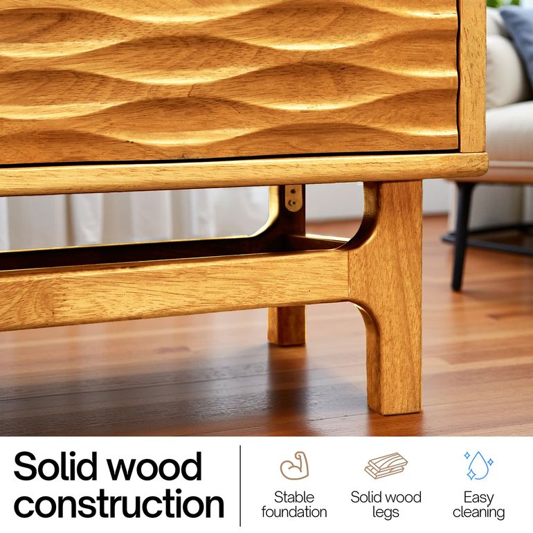 Acacia Elara Solid Wood TV Stand with Storage and Cable Management for TVs up to 80"