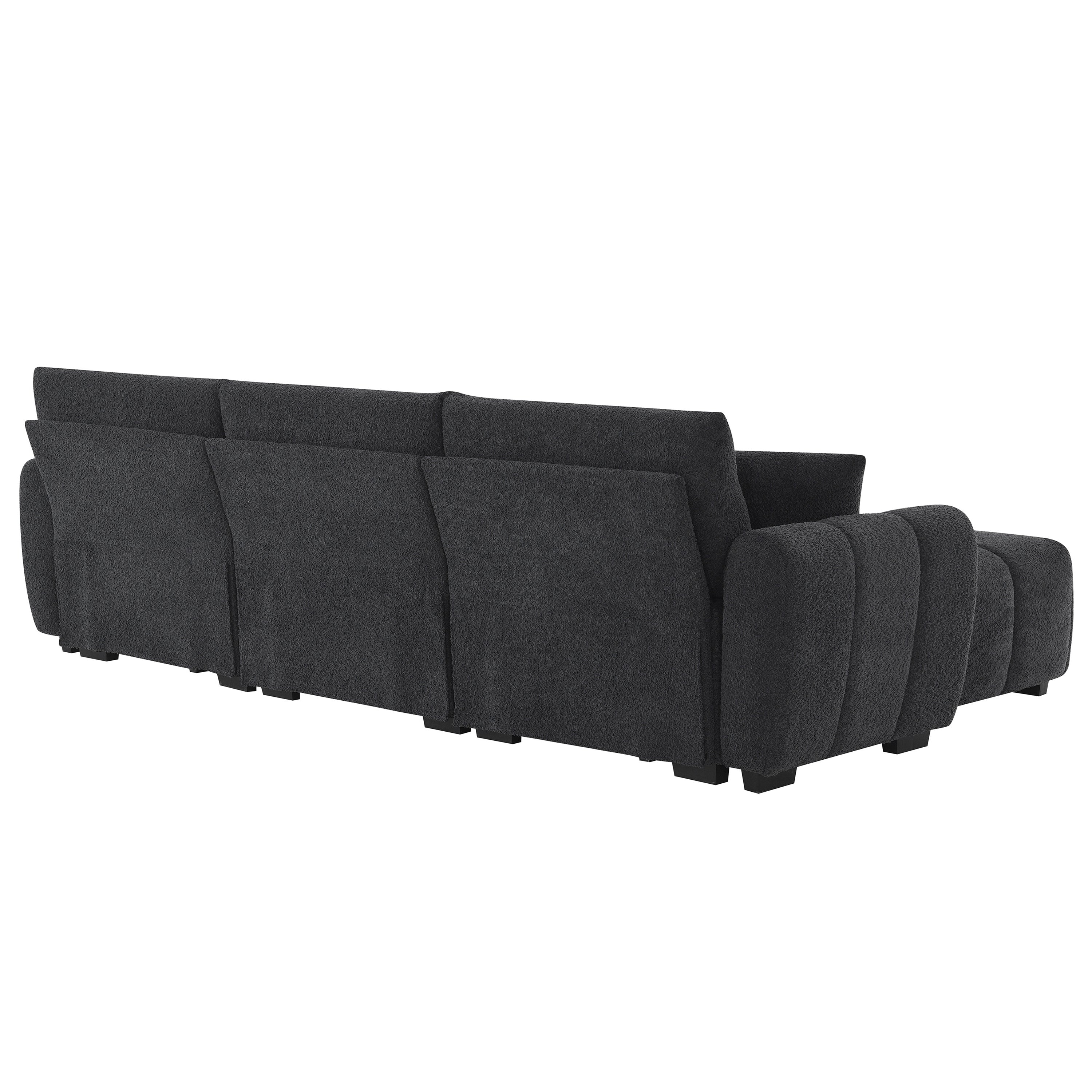 110' Modular Sectional Sofa, L Shape with Extra-large Seat, Pull-line Design, Movable Ottoman, High Density Foam, Free Combination, Sturdy Metal&Wood Frame, Boucle Fabric, 3 Colors