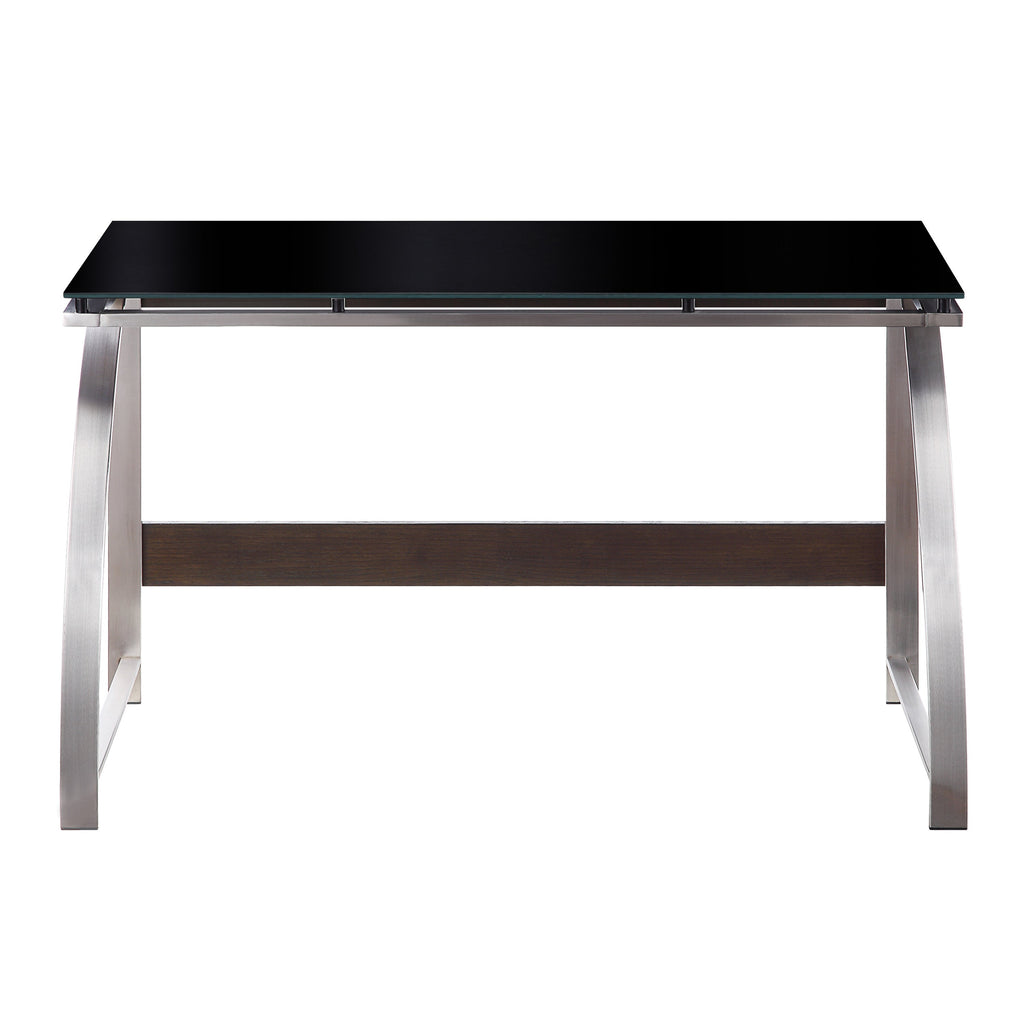 Modern Design Writing Desk Glass Top Stainless Steel Frame Furniture 1pc