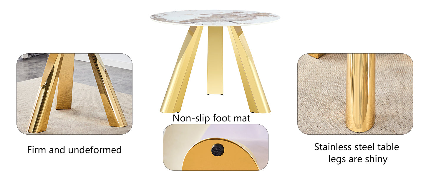 42' Luxury Sintered Stone Table: 0.45' Durable Top + 6' Steel Legs, 350lb Capacity, Stain/Heat-Resistant White/Gray Veined Surface - Modern Minimalist Design