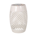 Transitional ROSWELL Side Table with Tile Mosaic Top and Lace Cut Metal Frame in White, Iron, 12.25x12.25x18 Inches