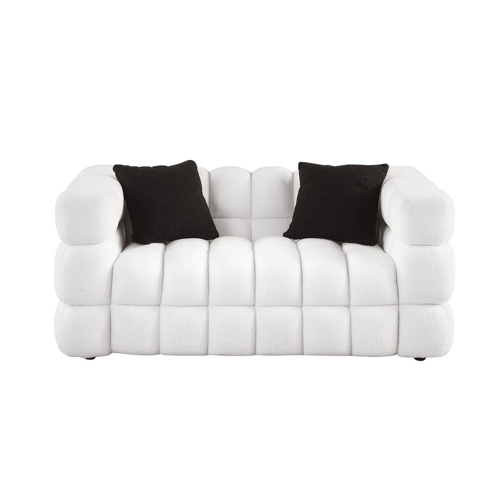 62.2length ,35.83" deepth ,human body structure for USA people,  marshmallow sofa,boucle sofa ,White color, 2  seater