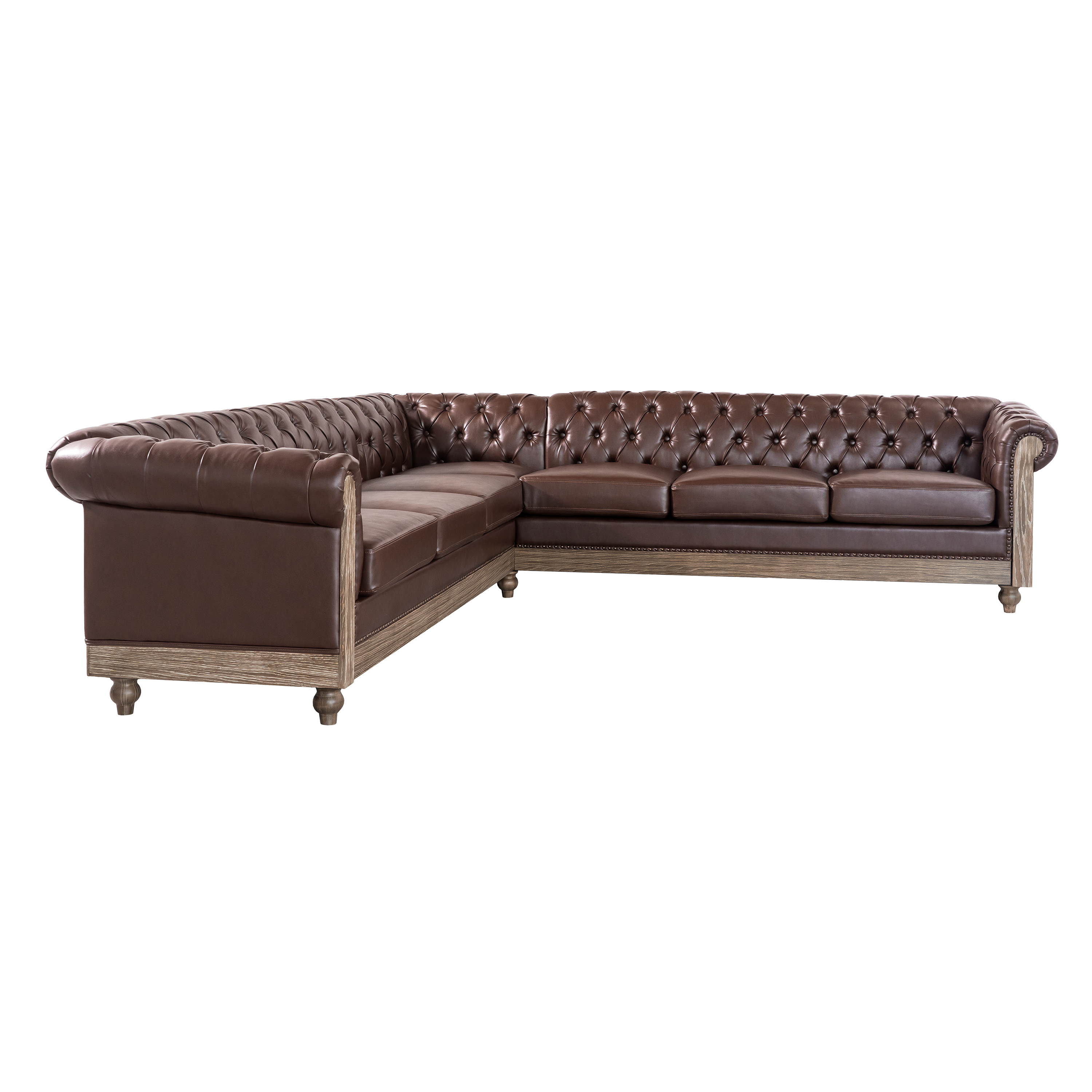 Mirod Comfy Large Sectional Sofa with Wooden Legs, Retro Style for Living Room