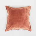 Stonewashed Cotton Velvet Throw Pillow with Decorative Handstiched Edges-19X19'