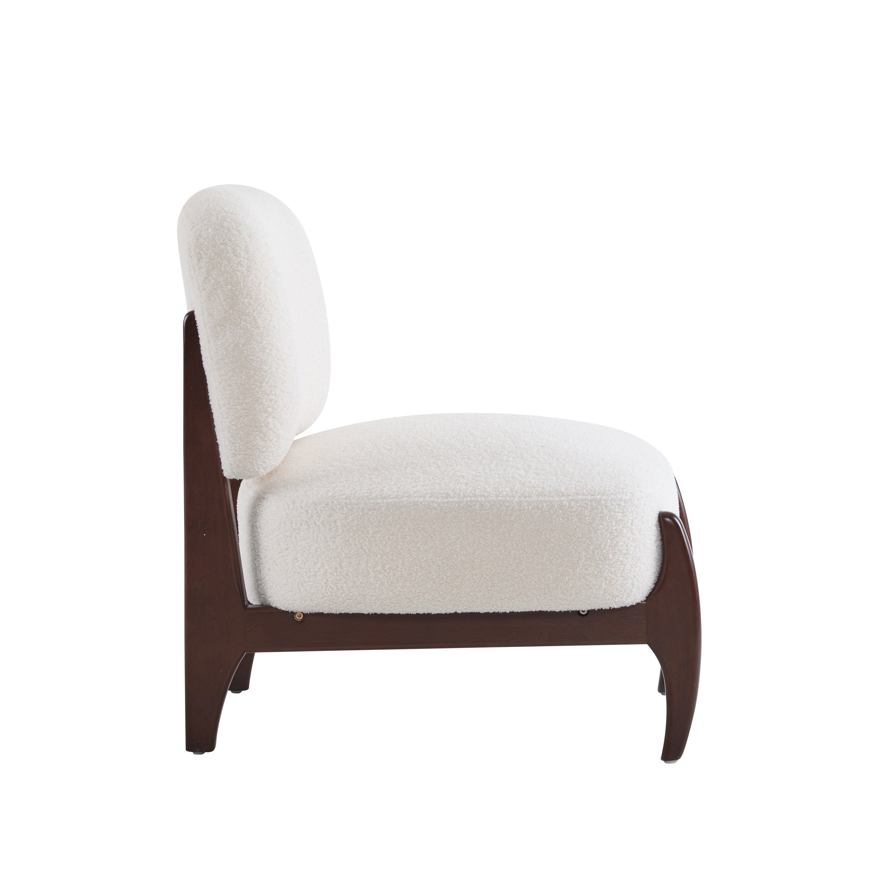Modern Boucle Lounge Chair with Solid Wood Frame, Soft and Durable Boucle Upholstery, Beige, 25.5'