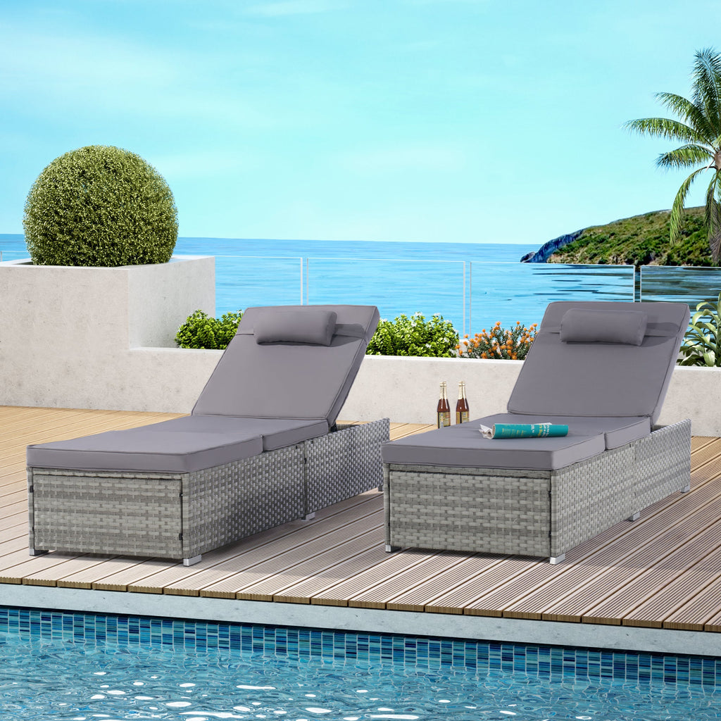 OUTDOOR  SOFA  PE RATTAN FURNITURE  DECK CHAIR GRAY RATTAN