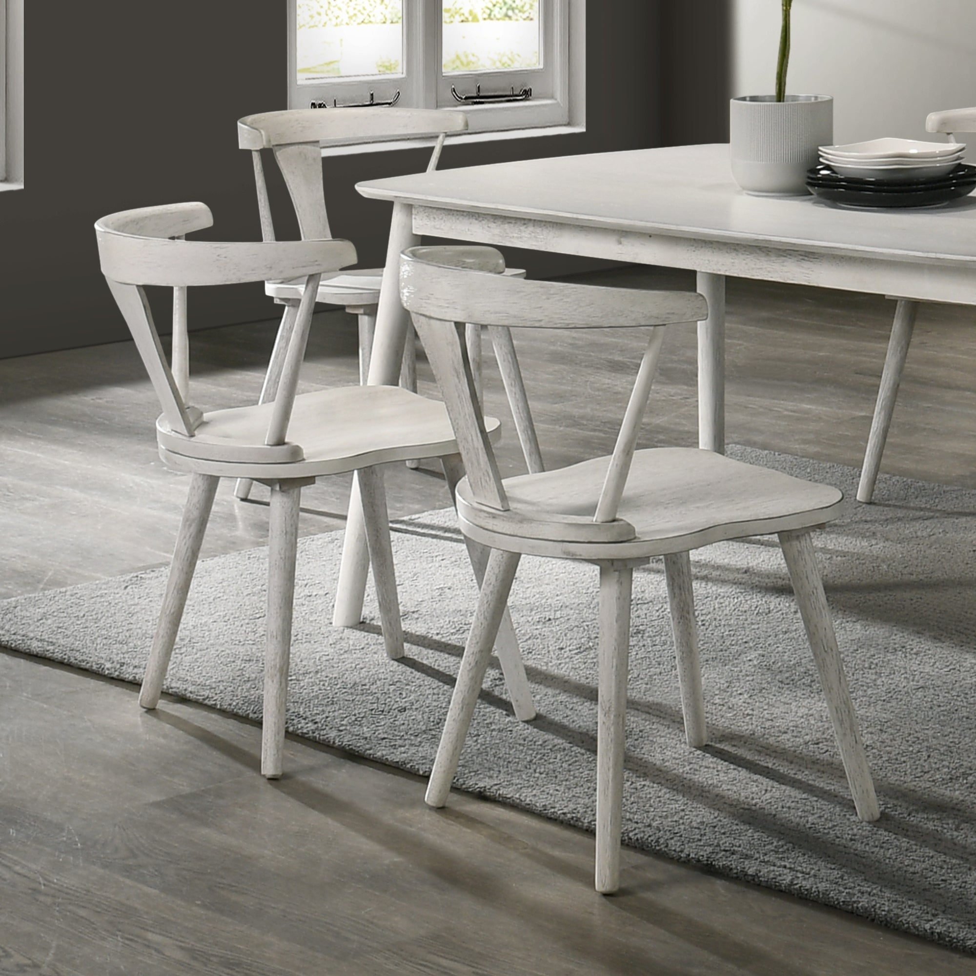 2-Piece Rustic Dining Side Chair Set, Solid Wood Frame, Farmhouse Modern Design, Easy Assembly