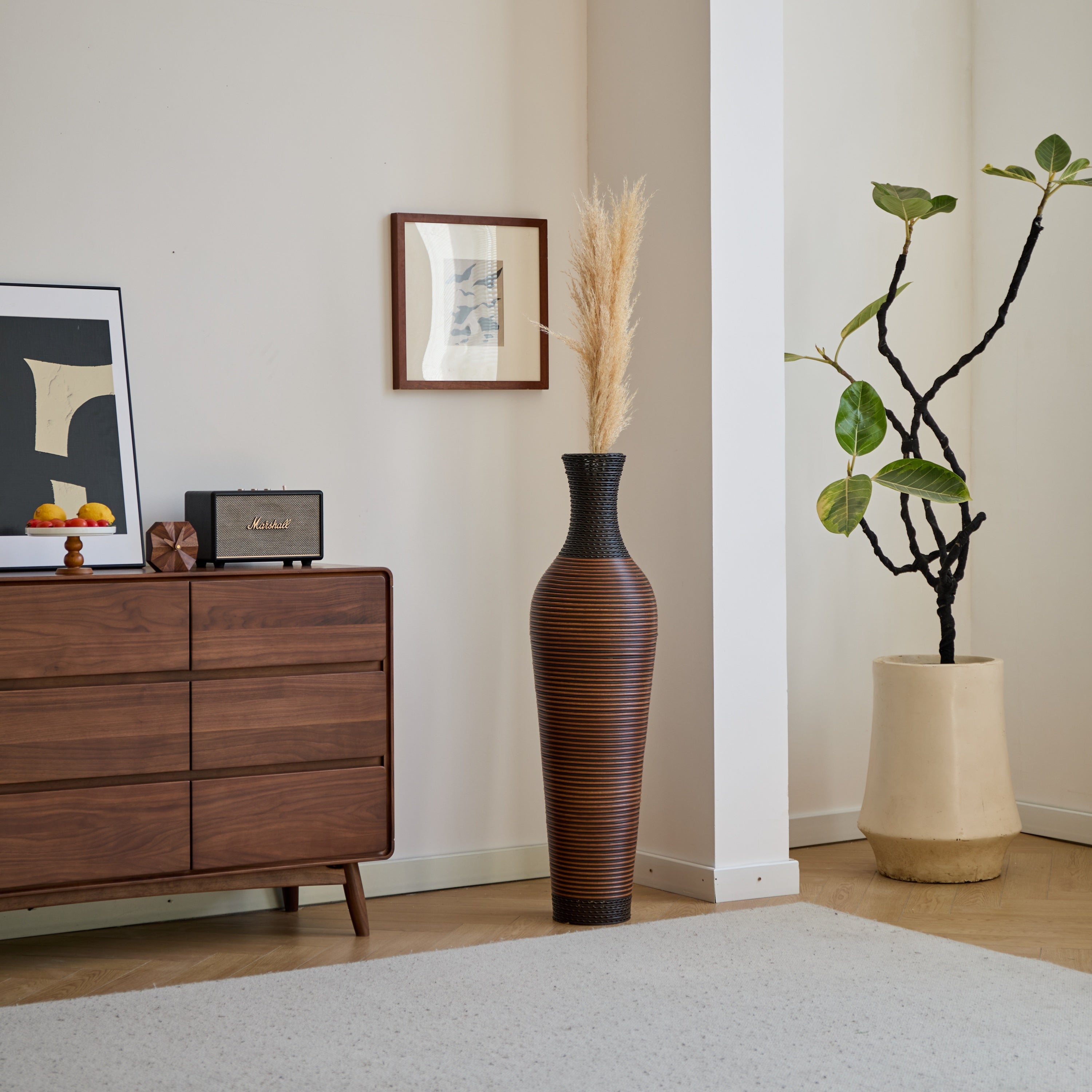 39' Tall Standing Designer Floor Vases with Elegant Two-Tone Dark Brown Finishes - Ideal for Decorating Living Rooms, Bedrooms, Entryways Perfect for Decorating Your Home