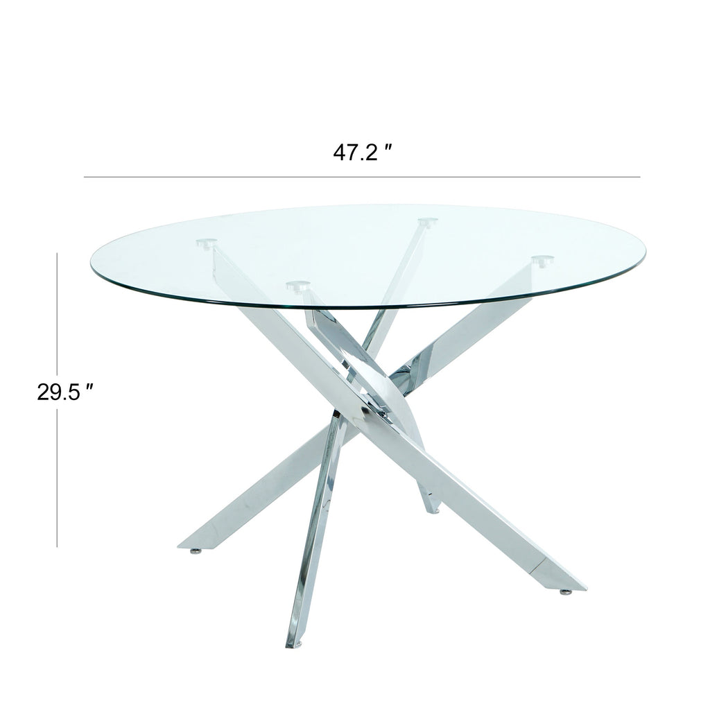 Modern simple glass table, high quality tempered glass metal material, multi-functional office learning table, electroplated square table legs (set of 1)