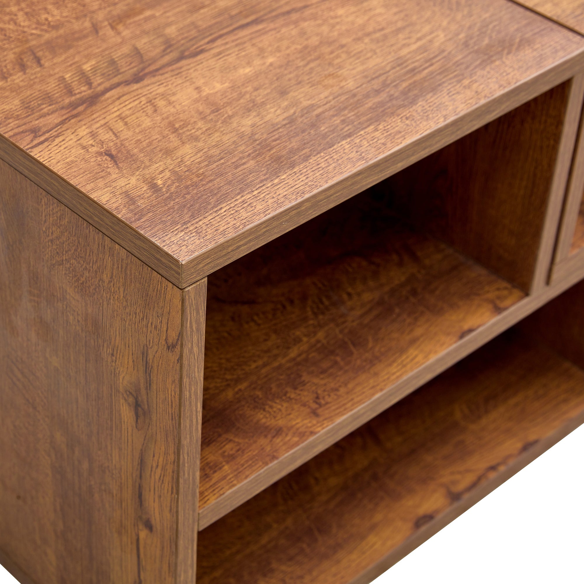 Modern 2-Piece Cube TV Stand with Open Storage, L-Shaped Design, Walnut MDF, 47.2' x 12' x 13.4'